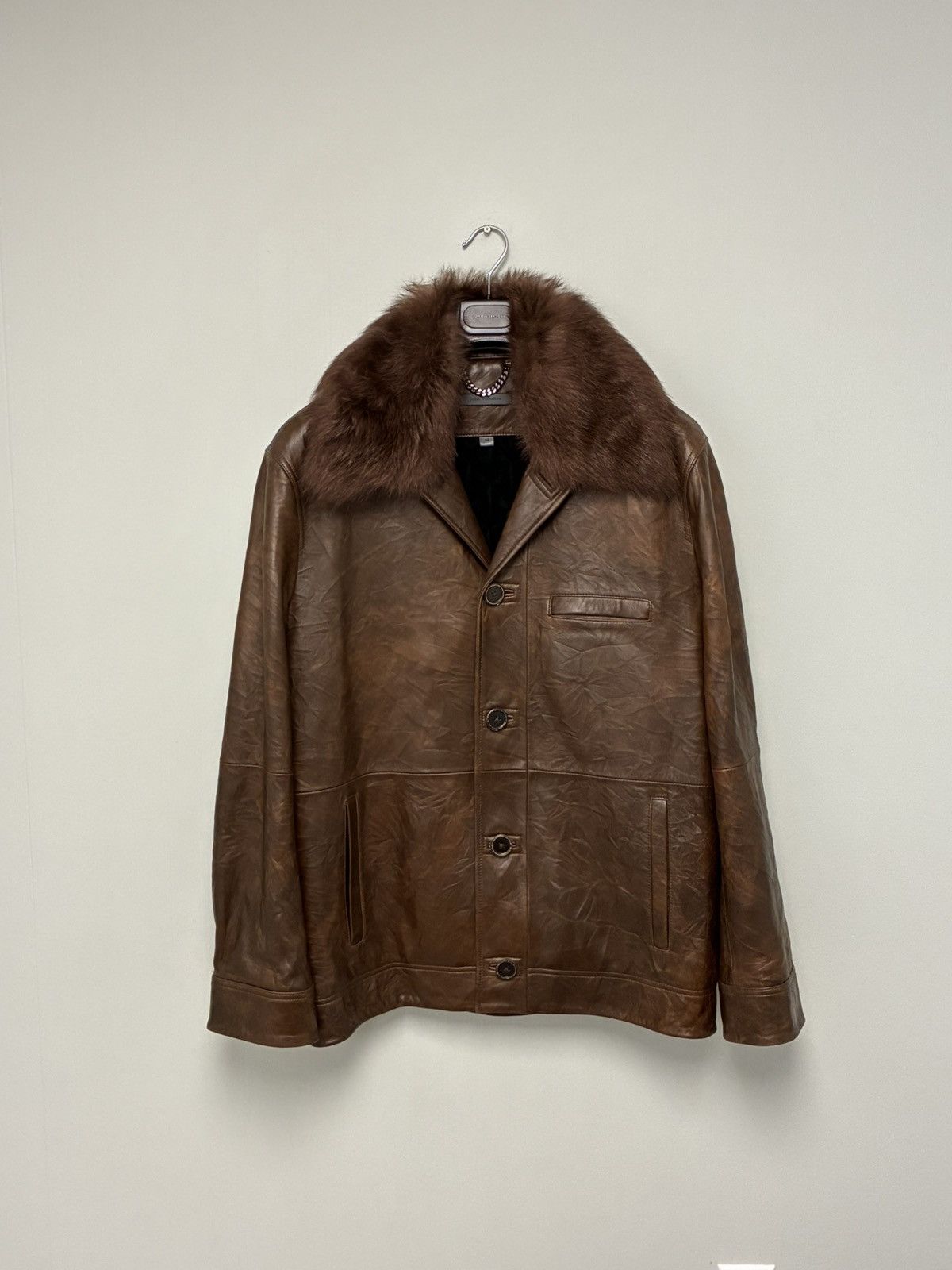 John Varvatos Fox Collar Leather Coat EU 48 USA 38 Size US M / EU 48-50 / 2 - 2 Thumbnail