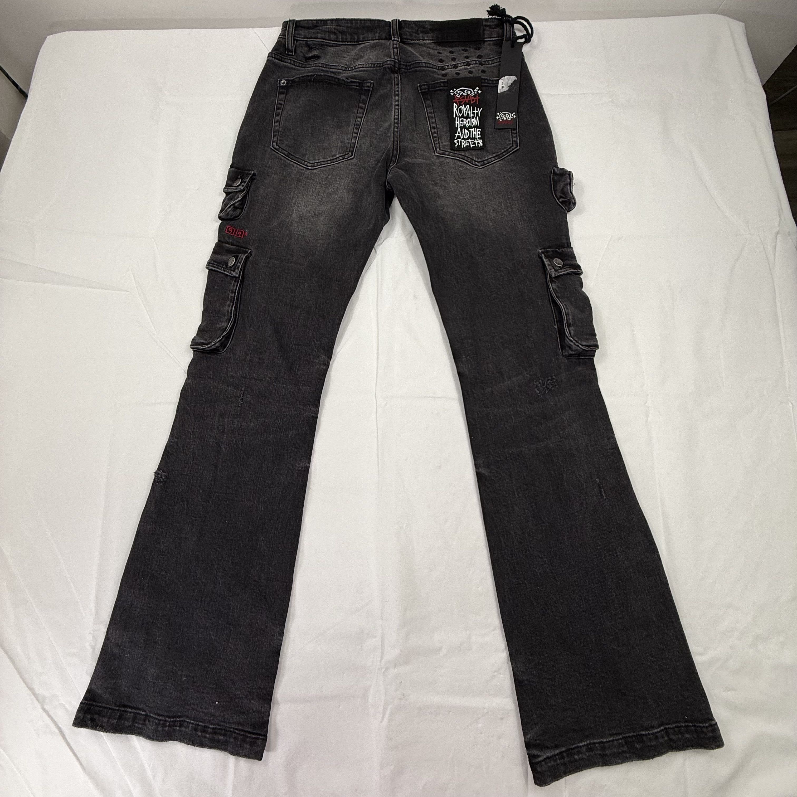 Ksubi Ksubi 999 Bronko Cargo Jeans Black Flared Snap Hem Mens 31 Size US 31 - 10 Thumbnail