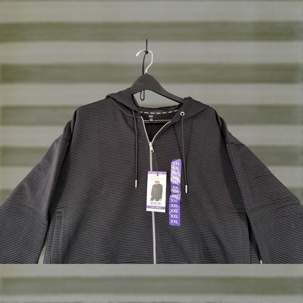 DKNY DKNY Ottoman Full-Zip Hoodie Womens 2XL Black Ribbed Stretch Pockets NWT Size XXL / US 16-18 / IT 52-54 - 1 Thumbnail