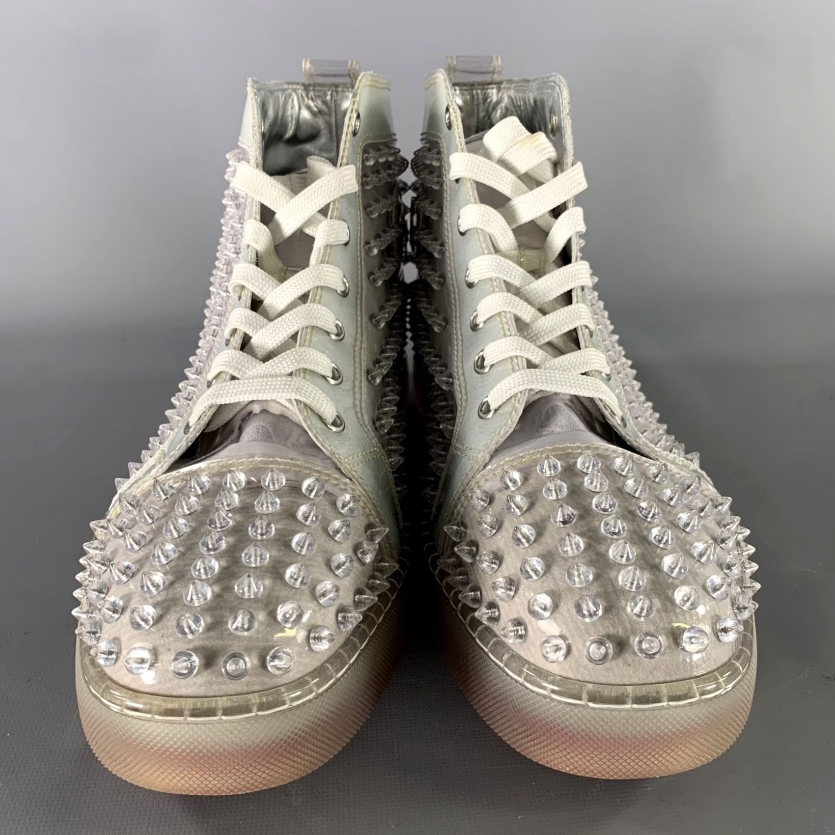 Christian Louboutin CHRISTIAN LOUBOUTIN Size 12.5 Silver Grey Studded High Top Sneakers Mens Shoes Sneakers 12.5 Silver Grey Studded High Top Size US L / EU 52-54 / 3 - 4 Thumbnail