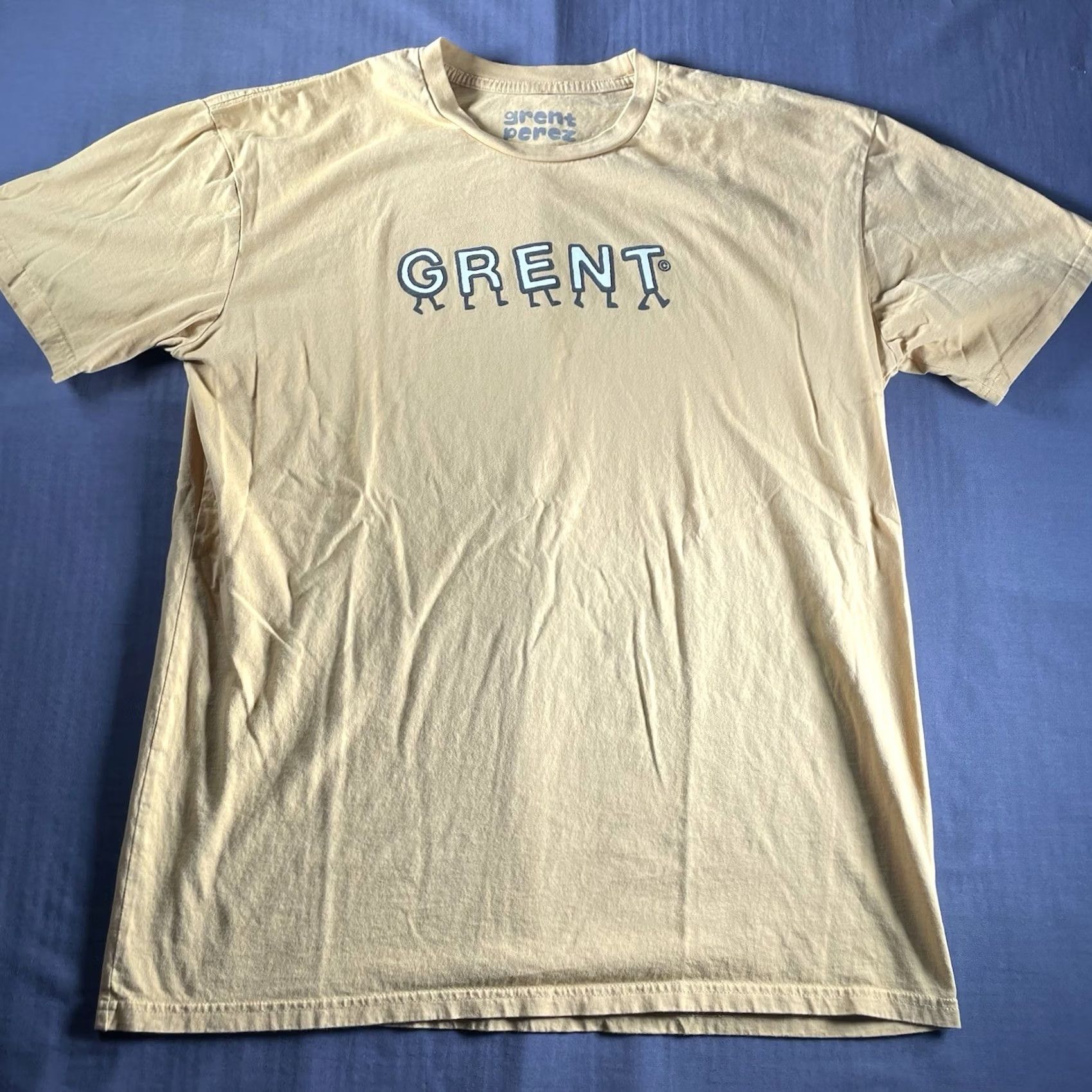 XLIM Grent Perez Shirt Men’s XL Yellow Cotton Crew Neck Short Sleeve Logo Rock Indie 90s Grent Perez Mens Size US XL / EU 56 / 4 - 3 Thumbnail