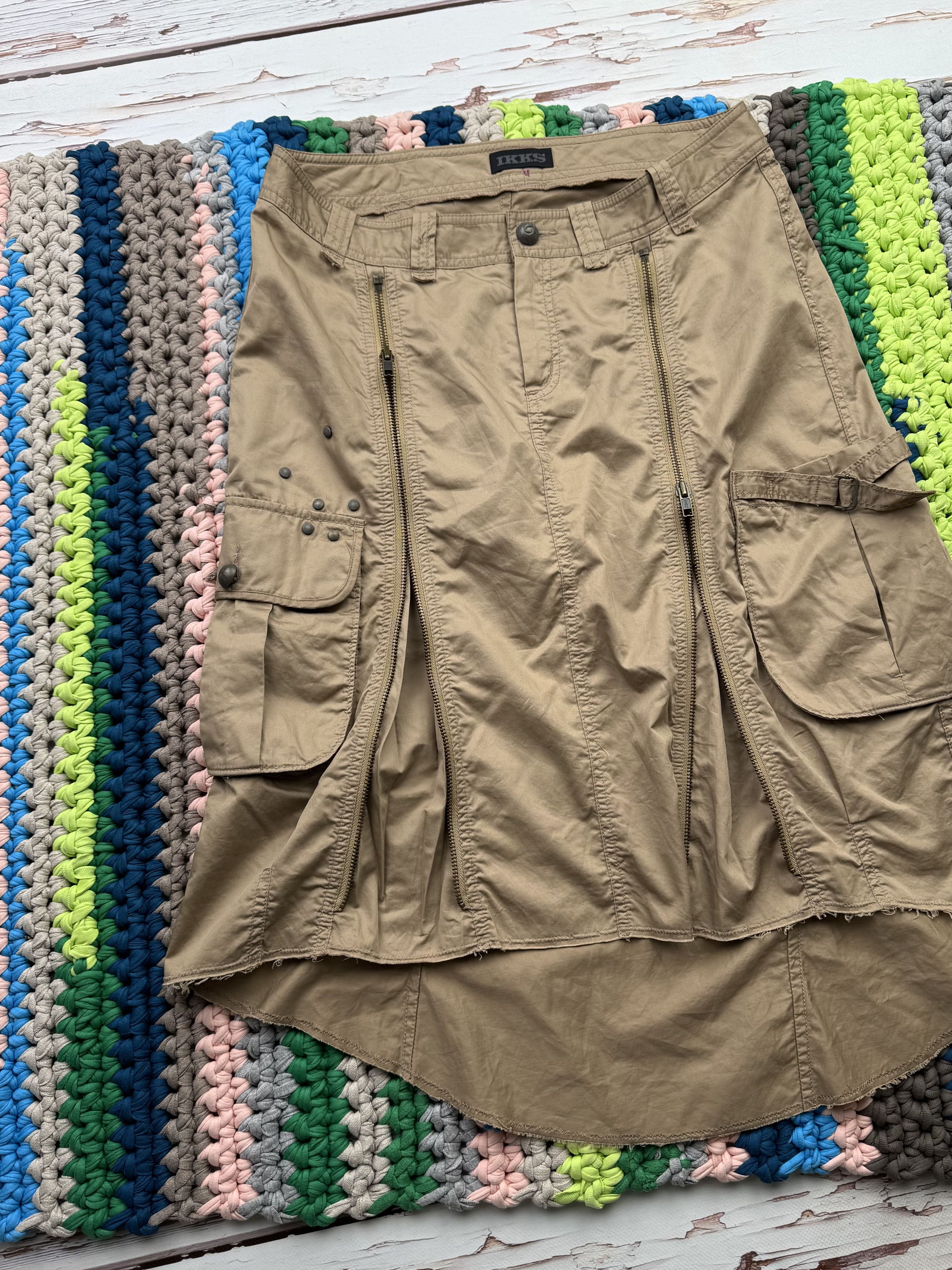 If Six Was Nine Vintage Cargo Skirt With Zippers (ET1) Size 28" / US 6 / IT 42 - 2 Thumbnail