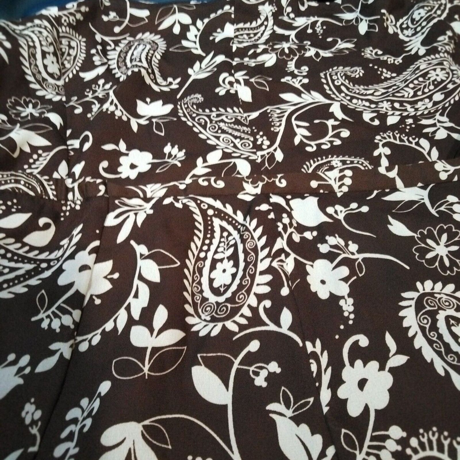 Other No Brand Size 12 Petite Midi Brown Paisley Print Skirt Size 34" / US 12 / IT 48 - 2 Thumbnail