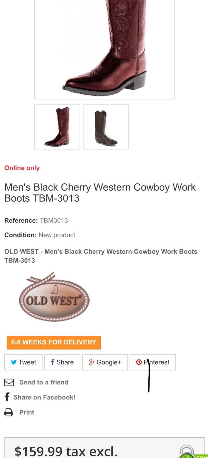 Other Men’s Old West Leather Western Cowboy Boots Size US 13 / EU 46 - 6 Thumbnail