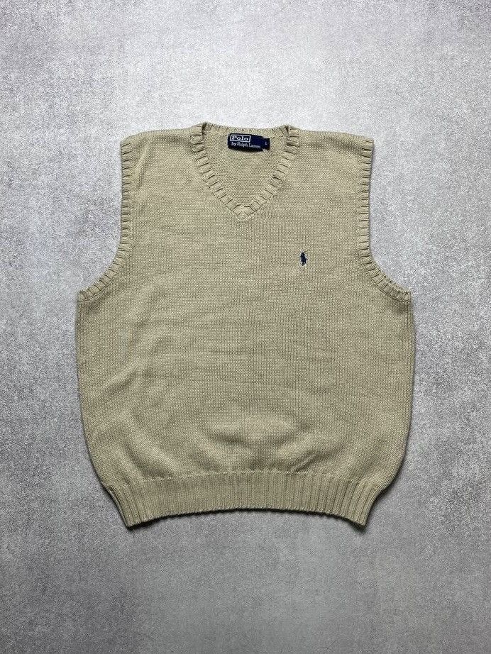 Polo Ralph Lauren × Vintage Vintage Polo Ralph Lauren Heavy Knit Vest L Size US L / EU 52-54 / 3 - 1 Thumbnail