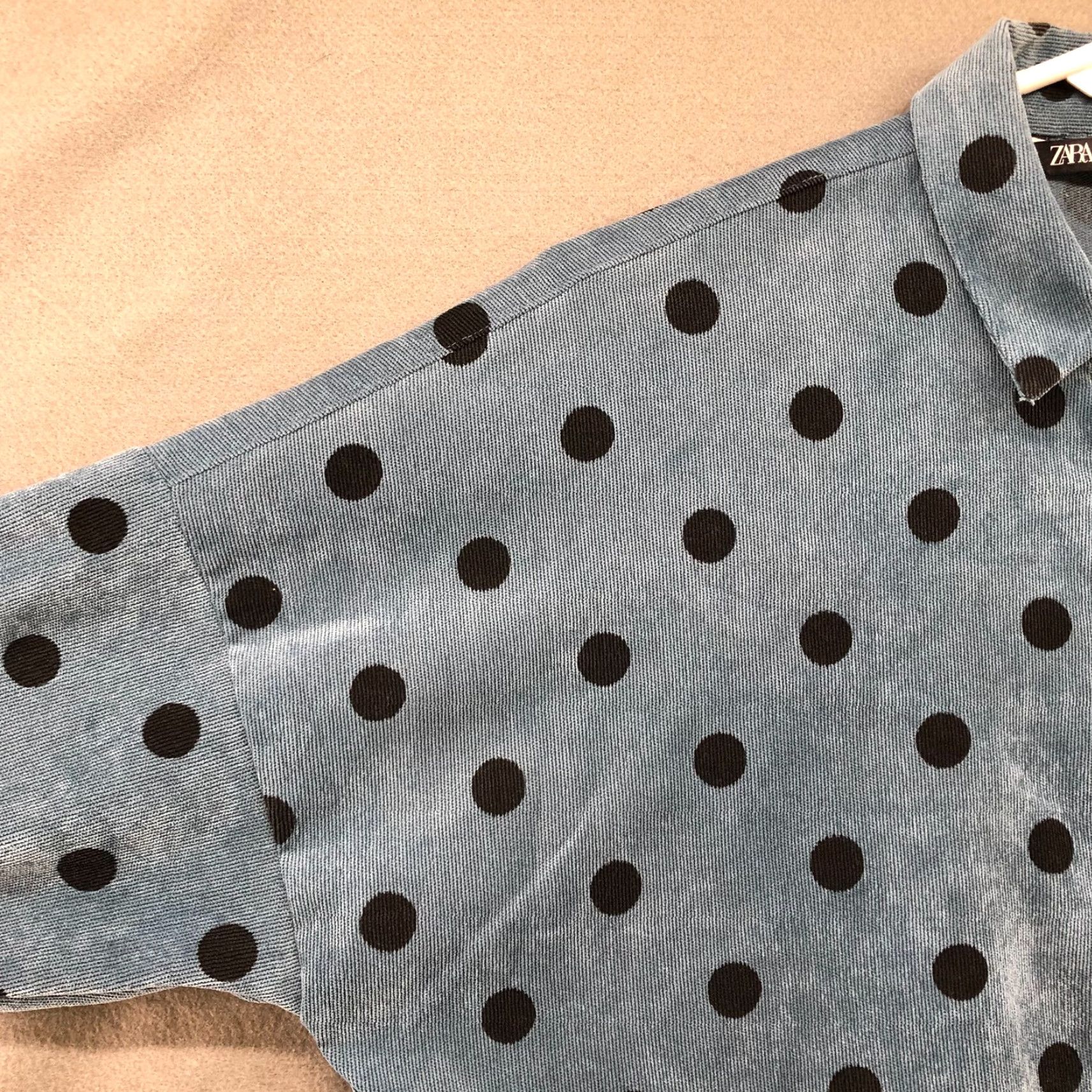 Zara Zara Corduroy Shacket Womens XS Oversized Blue Polka Dot Shirt Jacket Size XS / US 0-2 / IT 36-38 - 5 Thumbnail