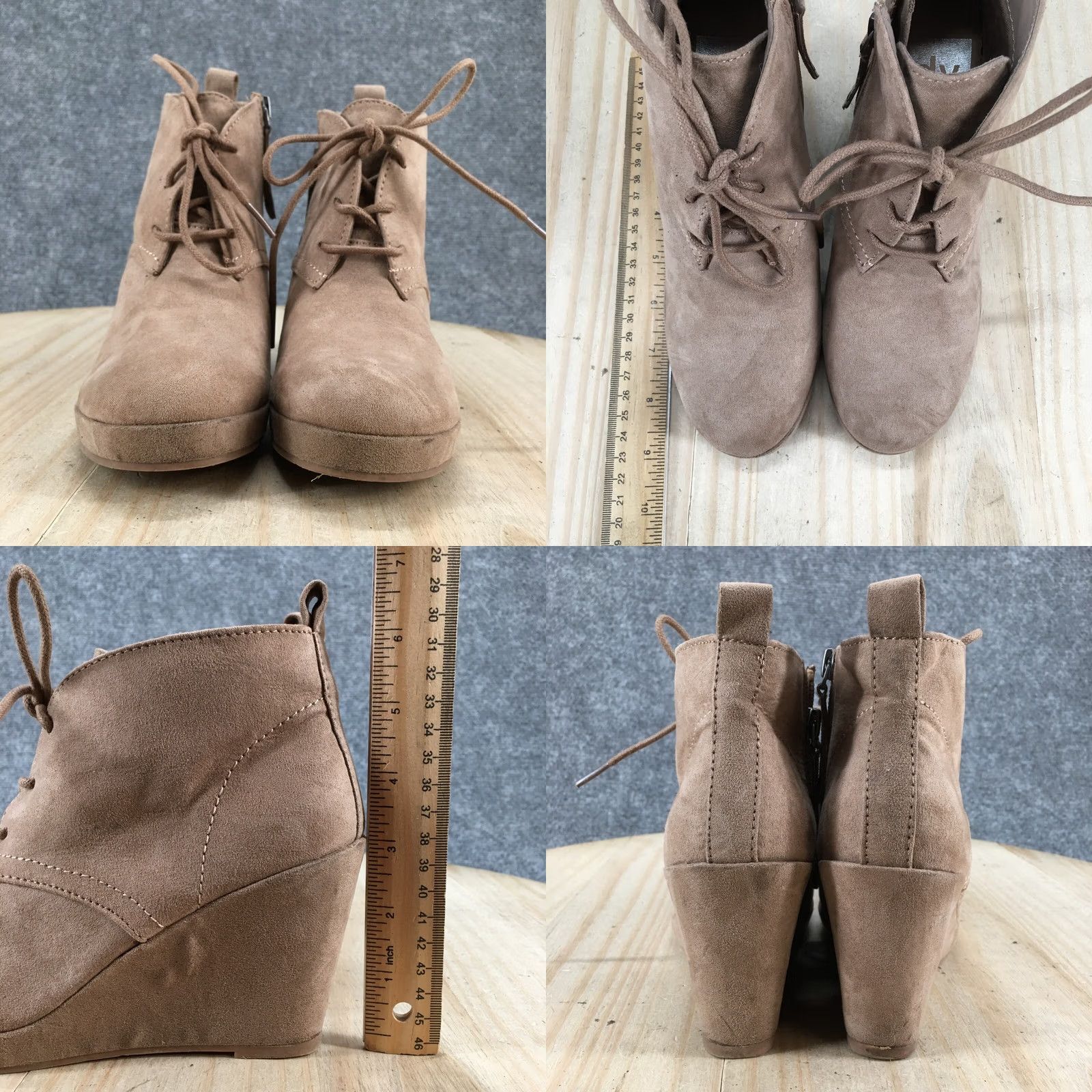 Dolce Vita DV Dolce Vita Boots Womens 6 Lace Up Wedge Ankle Booties Brown Fabric Side Zip Boots Shoes Women MD Heel Casual Autumn Winter Shoes Mens Womens Size US 6 / IT 36 - 8 Thumbnail