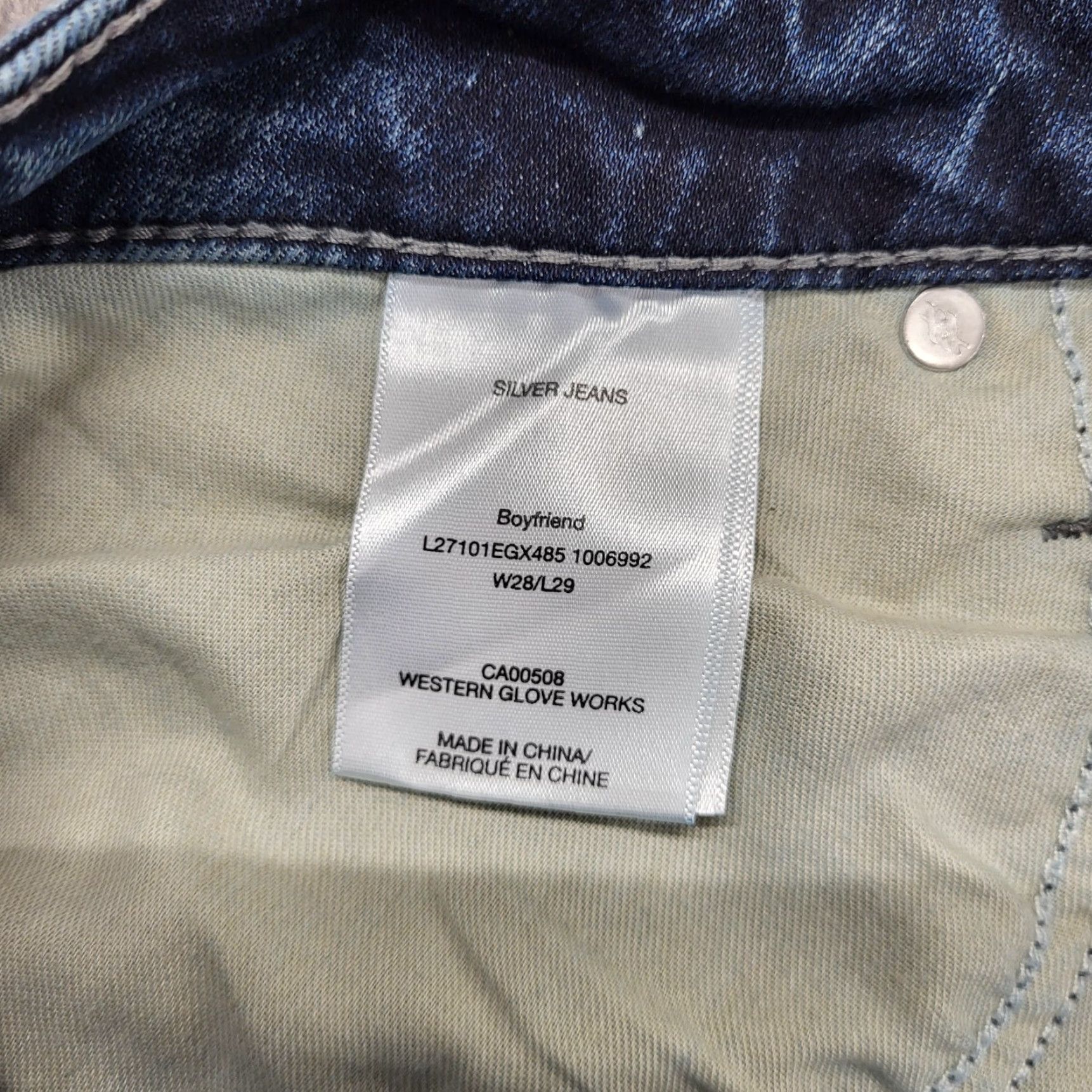 Silver Jeans Co. Silver Jeans Womens 28/29L Boyfriend Jeans Dark Wash Faded Whiskered Blue Denim Size 28" / US 6 / IT 42 - 2 Thumbnail