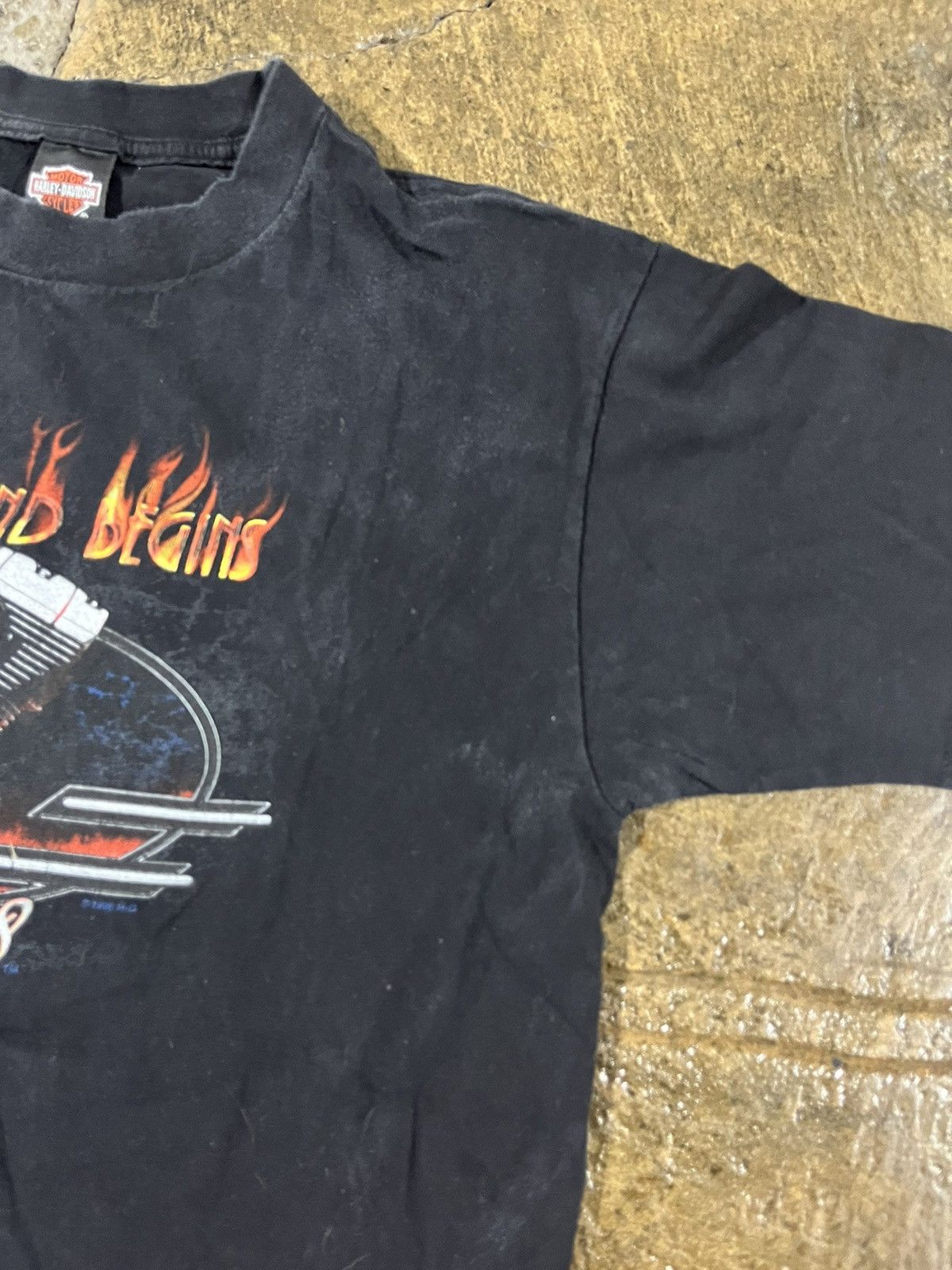Harley Davidson × Vintage Crazy Vintage 90s Harley Davidson Flames Grunge Biker Tee Size US L / EU 52-54 / 3 - 5 Thumbnail