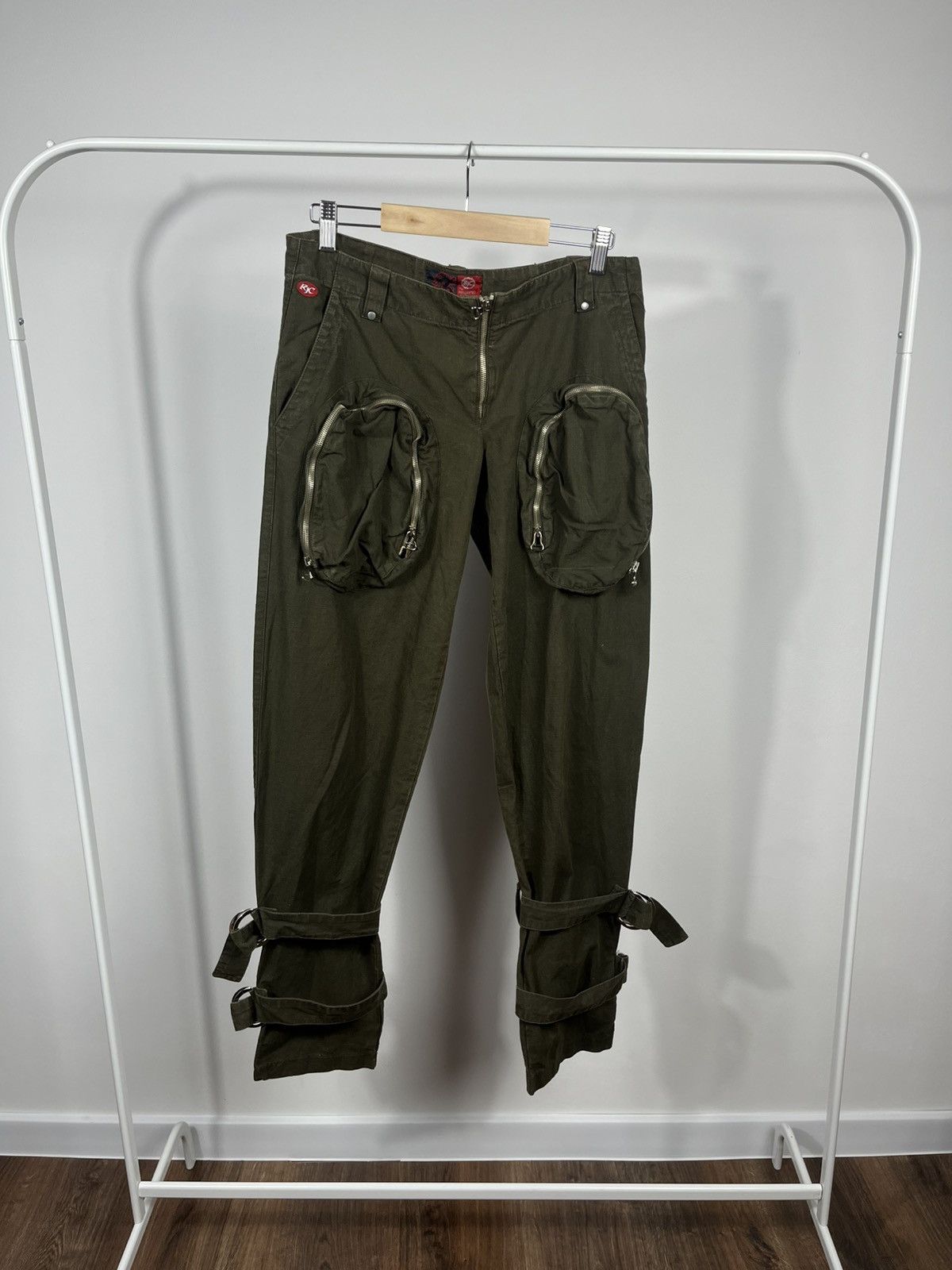 Other Avant-Garde Olive Cargo Pants Zip Pocket Strap Design Size US 31 - 1 Thumbnail