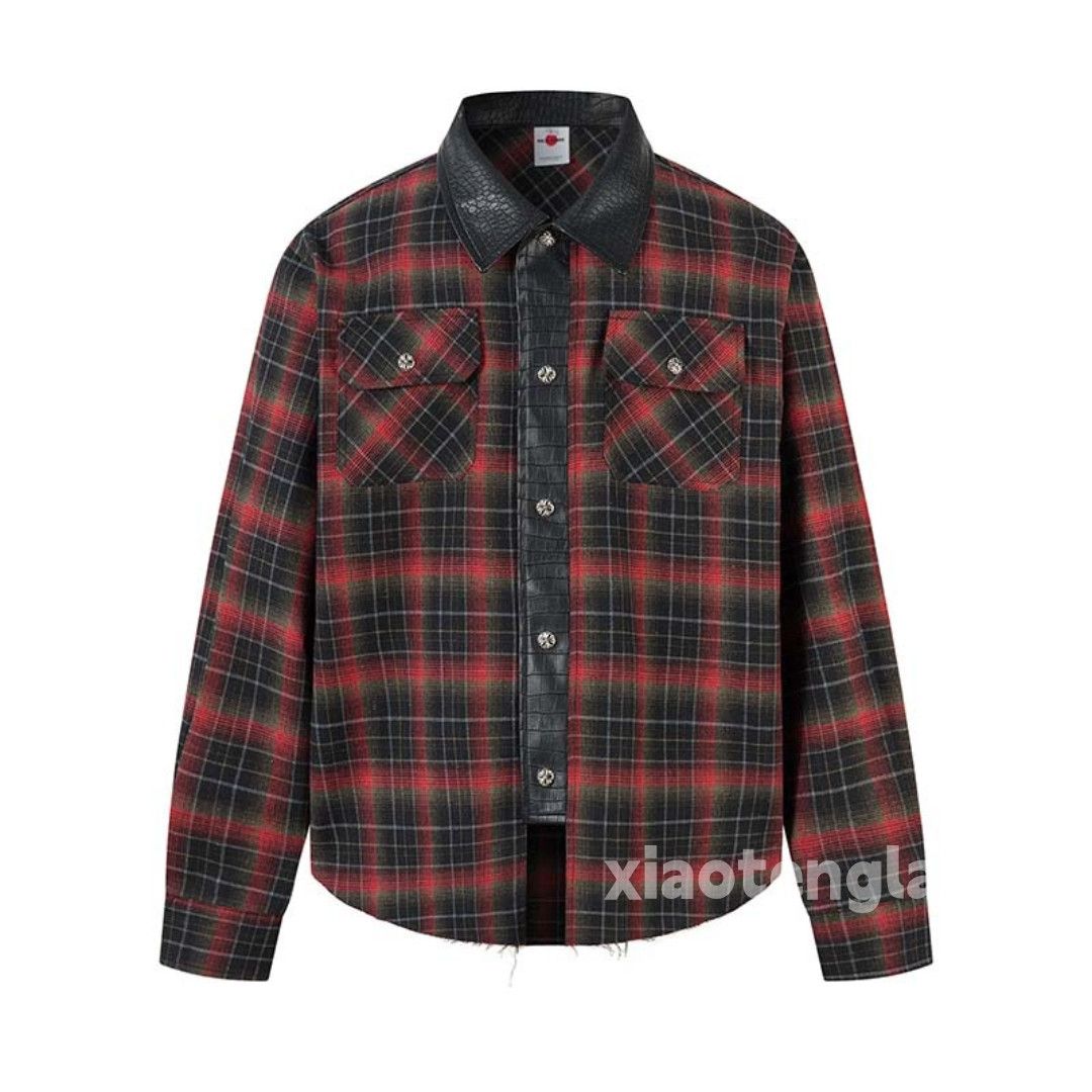 Unisex outdoor utility pattern graphic hiphop plaid shirt