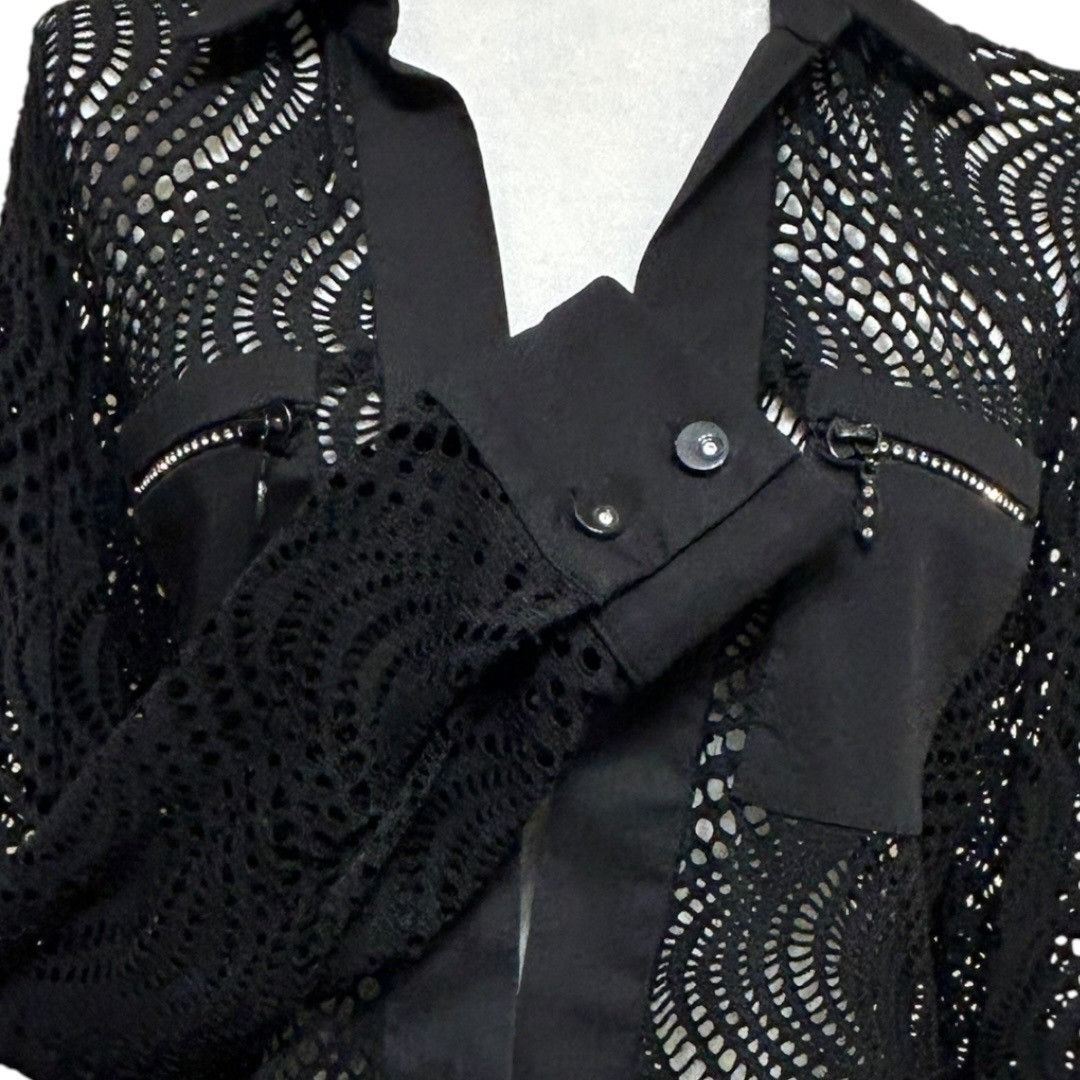 Joseph Ribkoff Joseph Ribkoff Black Open Front Jacket With Rhinestone Embel Size L / US 10 / IT 46 - 5 Thumbnail