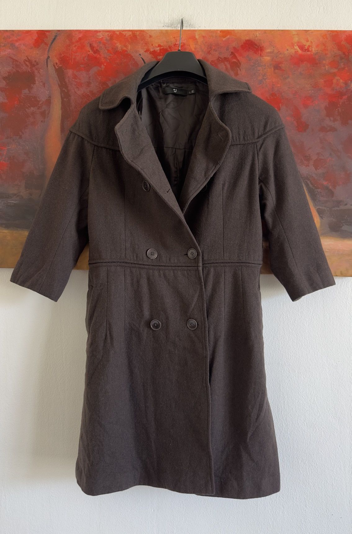 Jil Sander Jil Sender x Uniqlo Wool Brown Short Sleeve Coat Size L Size L / US 10 / IT 46 - 3 Thumbnail