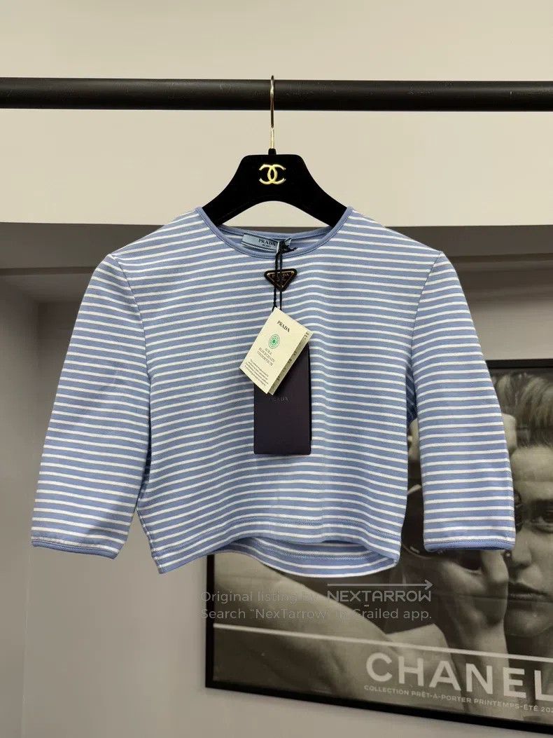 Prada Prada Blue and white striped long sleeves Size S / US 4 / IT 40 - 1 Thumbnail