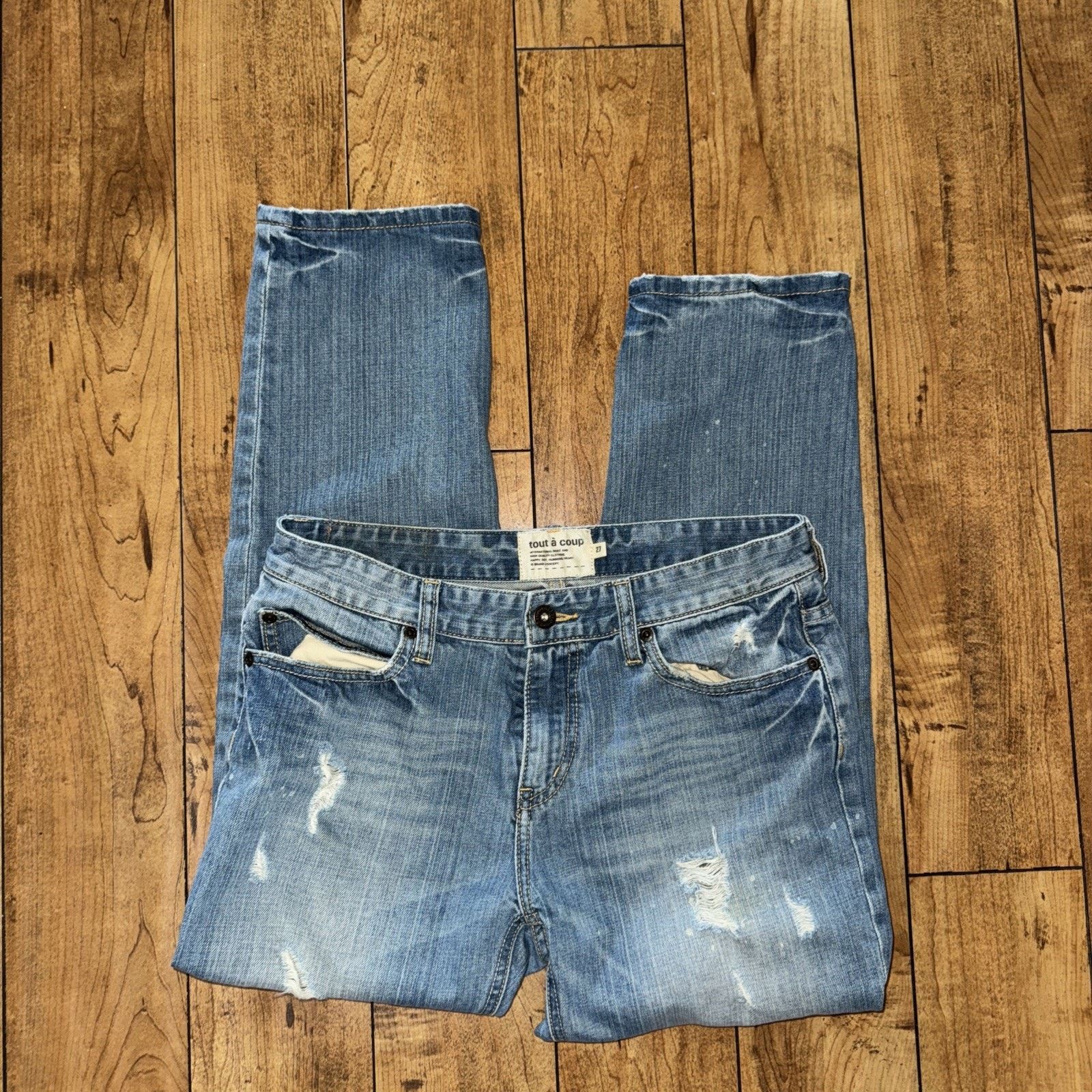 Coup De Grace × Vintage Tout A Coup Distressed Denim Jeans 30x27 Blue Size 30" / US 8 / IT 44 - 3 Thumbnail