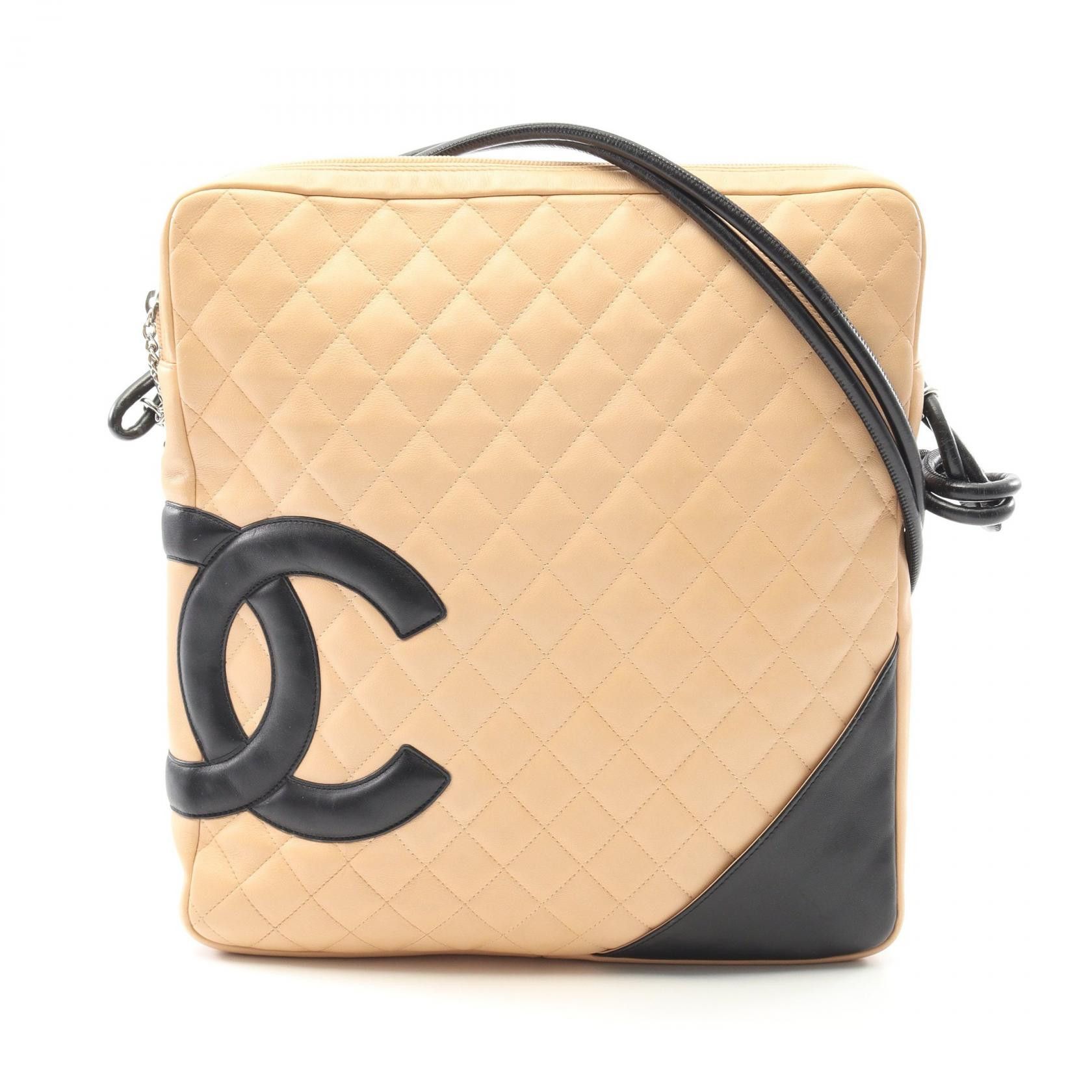 Chanel Chanel Cambon Line Large Pochette Leather Shoulder Bag Leather Shoulder Bag A25179 in Beige, Women's