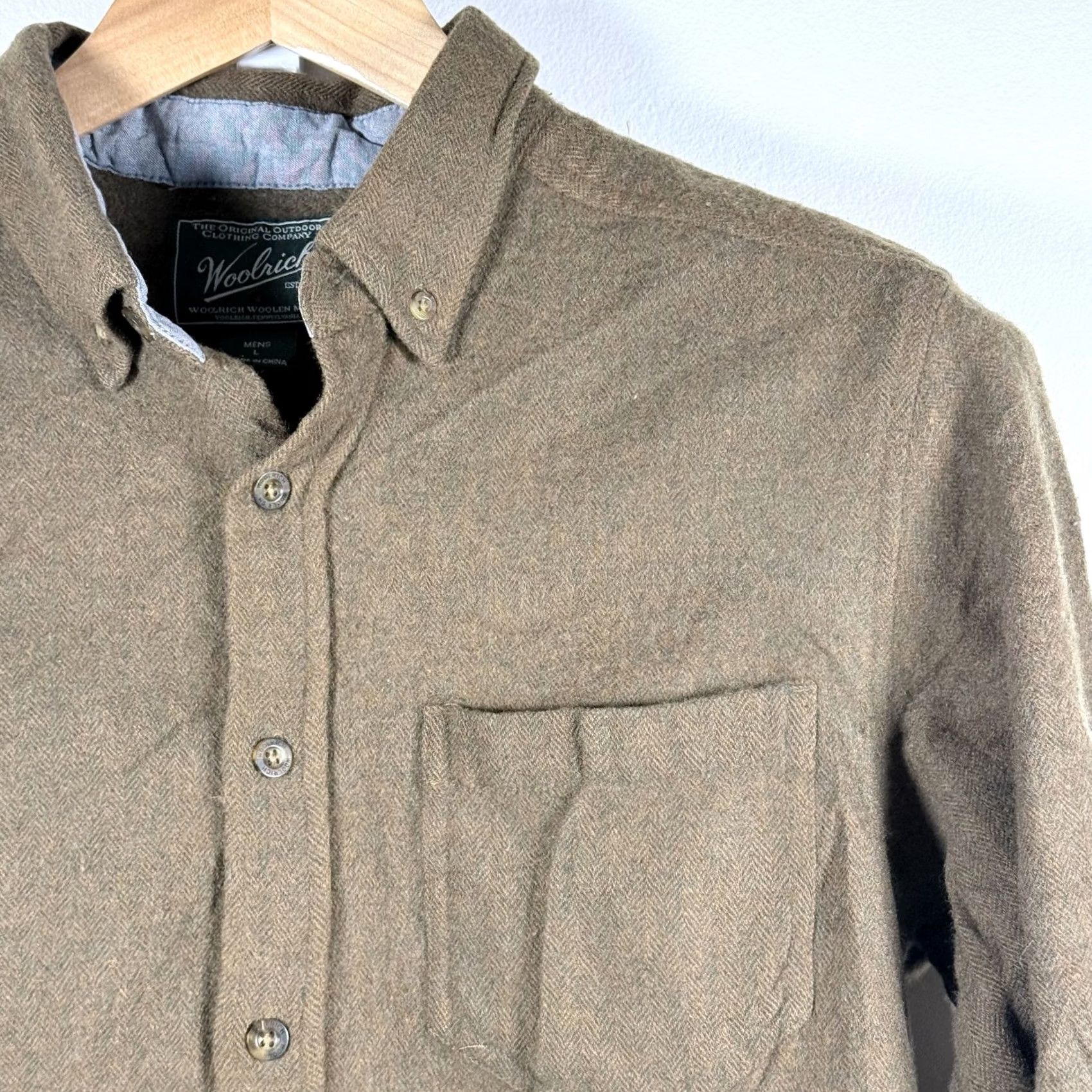 Vintage Woolrich Button-Down Long Sleeve Shirt Brown Men Large Flaws Size US L / EU 52-54 / 3 - 4 Thumbnail