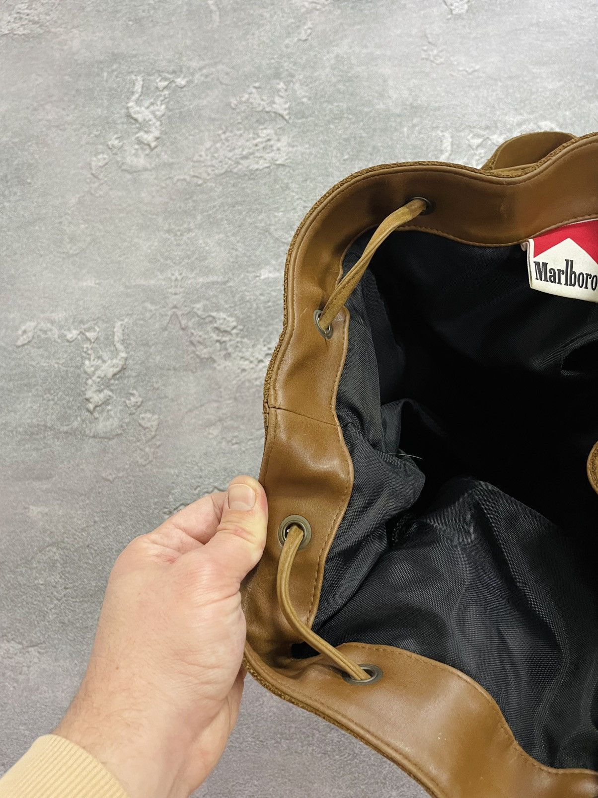 Marlboro MARLBORO Brown Cotton Denim Backpack Bag with Leather Insert Size ONE SIZE - 19 Thumbnail