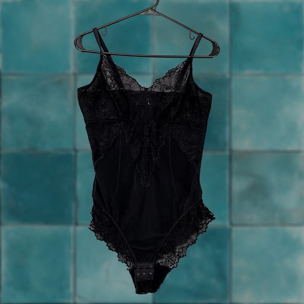 Vintage Pinsy Bodysuit Womens XL Black Sheer Lace Lingerie Shapewear Whimsigoth Size XL / US 12-14 / IT 48-50 - 1 Thumbnail