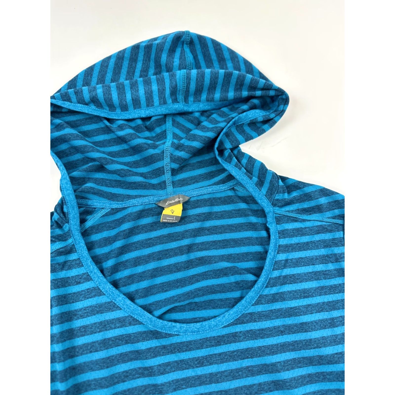Eddie Bauer Eddie Bauer Shirt Womens Large Blue Stripe Activewear Hooded Pullover Top Size L / US 10 / IT 46 - 3 Thumbnail