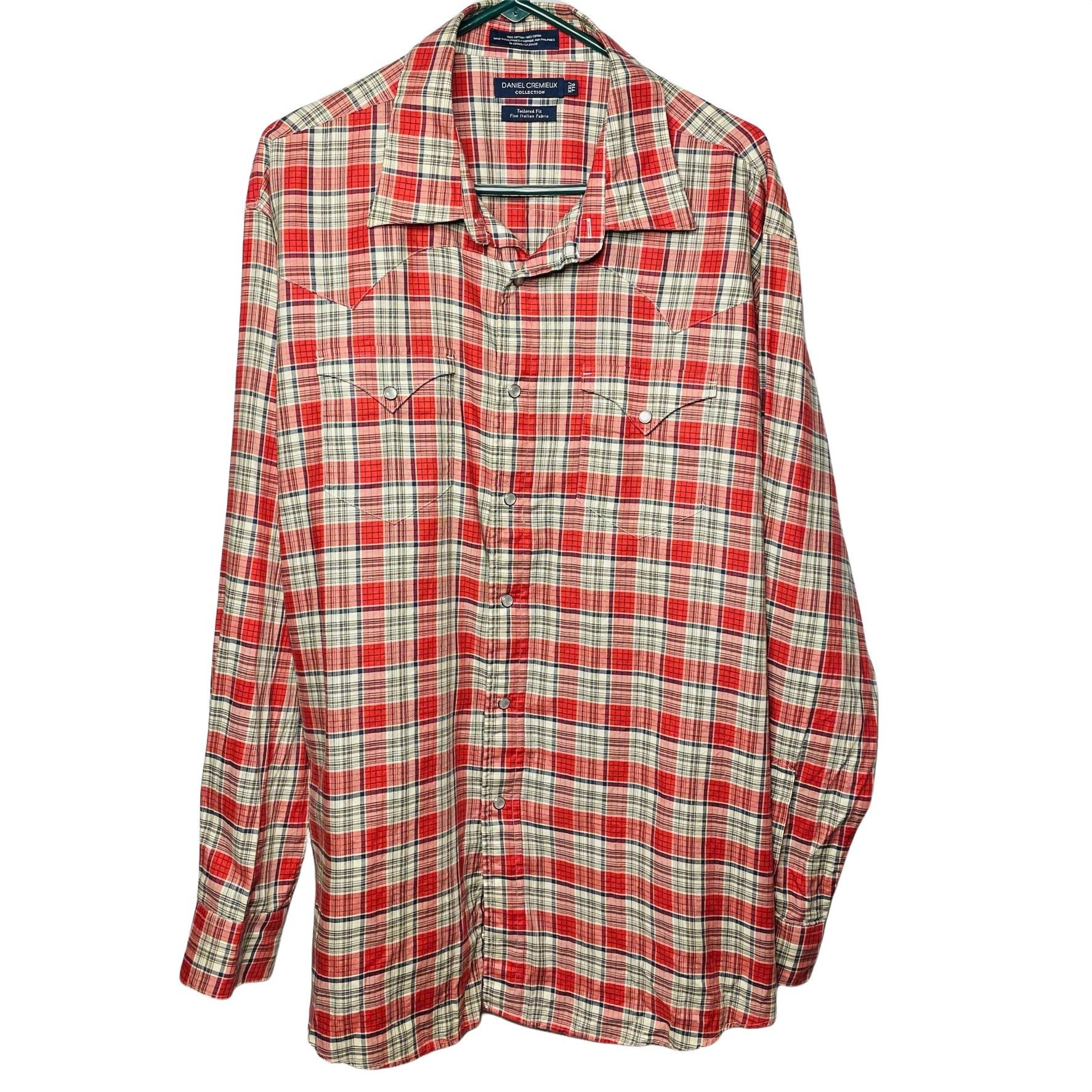 Other Mens Western Pearl Snap Shirt Button Down Plaid Red Blue Top Size US XXL / EU 58 / 5 - 1 Thumbnail