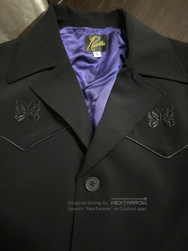 Needles Needles size S Black Soul Butterfly Embroidered Suit Jacket Size 46R - 3 Thumbnail
