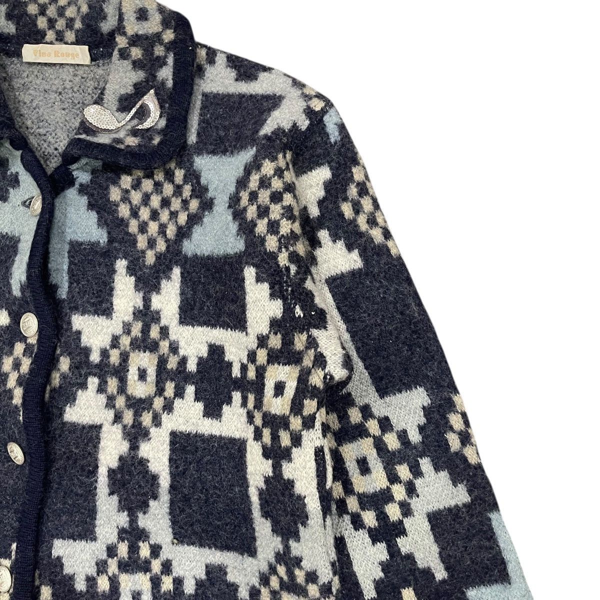Native Vintage Vino Rouge Aztec Design Native Wool Button Jackets Size M / US 6-8 / IT 42-44 - 3 Thumbnail