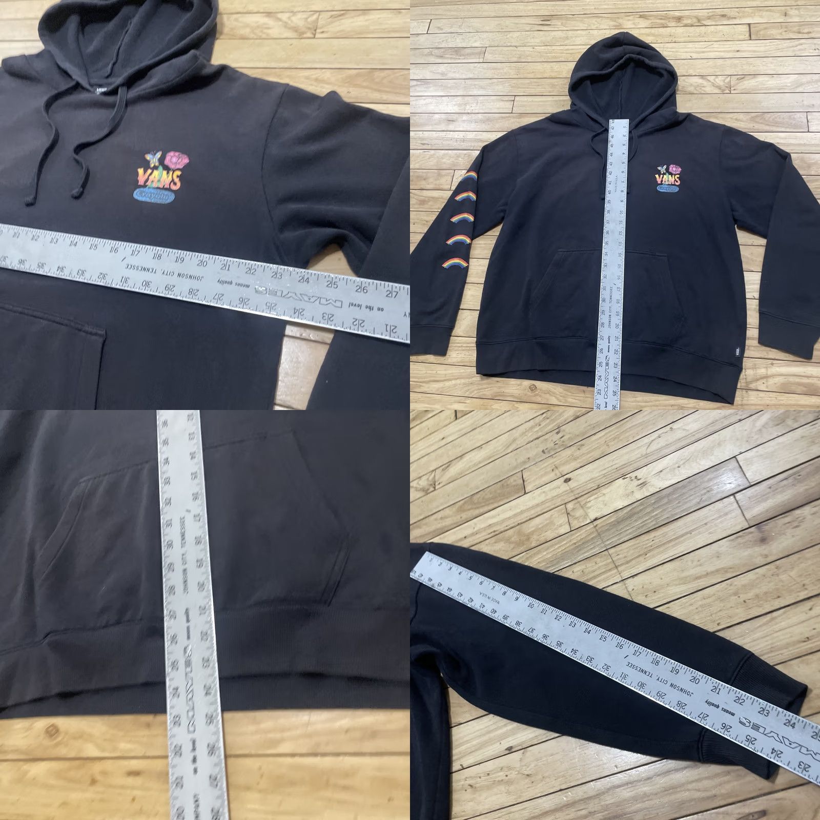 Vans VANS Hoodie Adult XL Black Graphic Floral Crop Crayola Skater School Cement: Pullover, Logo, All Seasons, Lined, Unisex Adults, Streetwear Size XL / US 12-14 / IT 48-50 - 9 Thumbnail
