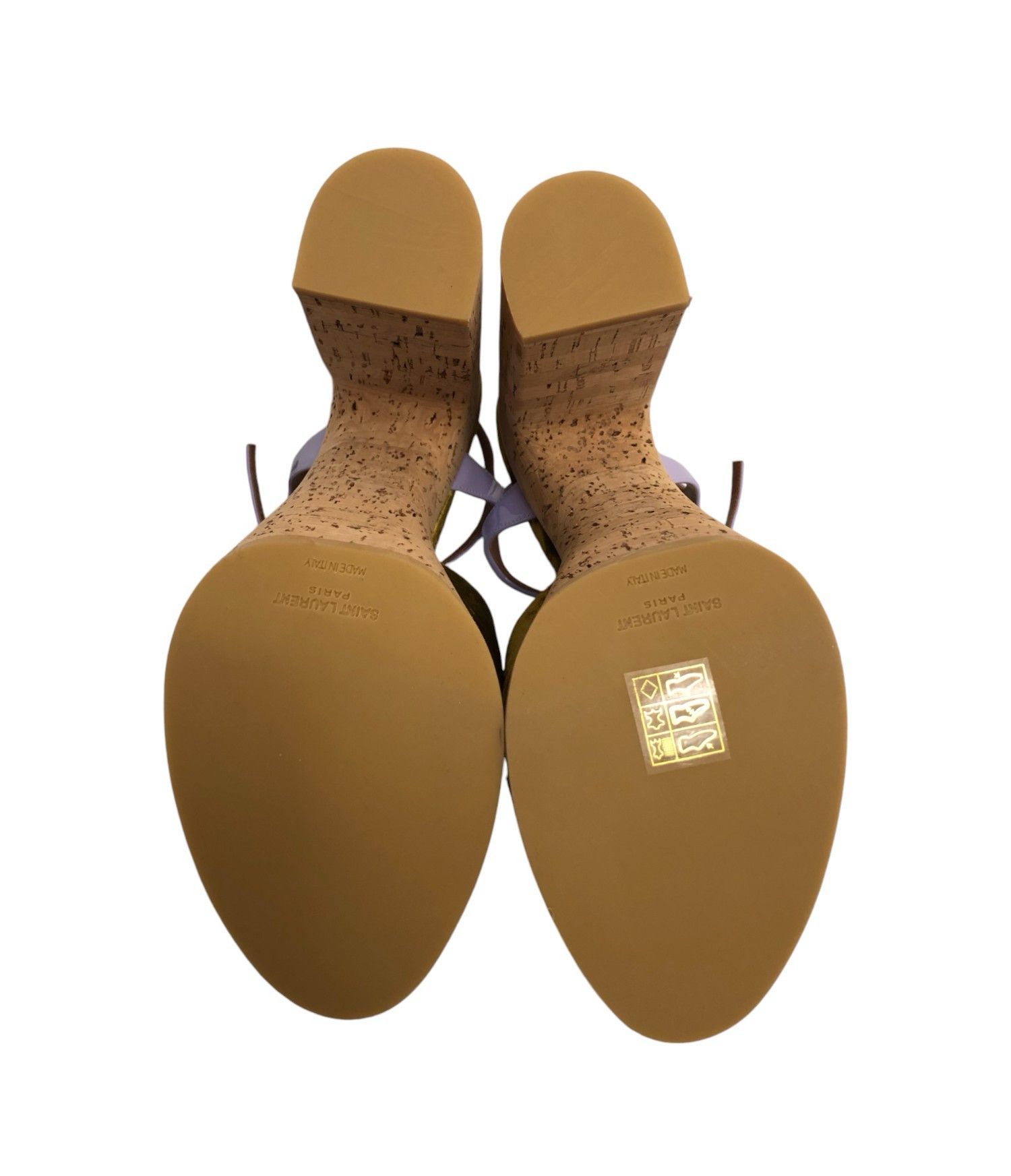 Saint Laurent Paris Saint Laurent Bianca Velvet & Leather Platform Sandals 39.5 Size US 8.5 / IT 38.5 - 16 Thumbnail