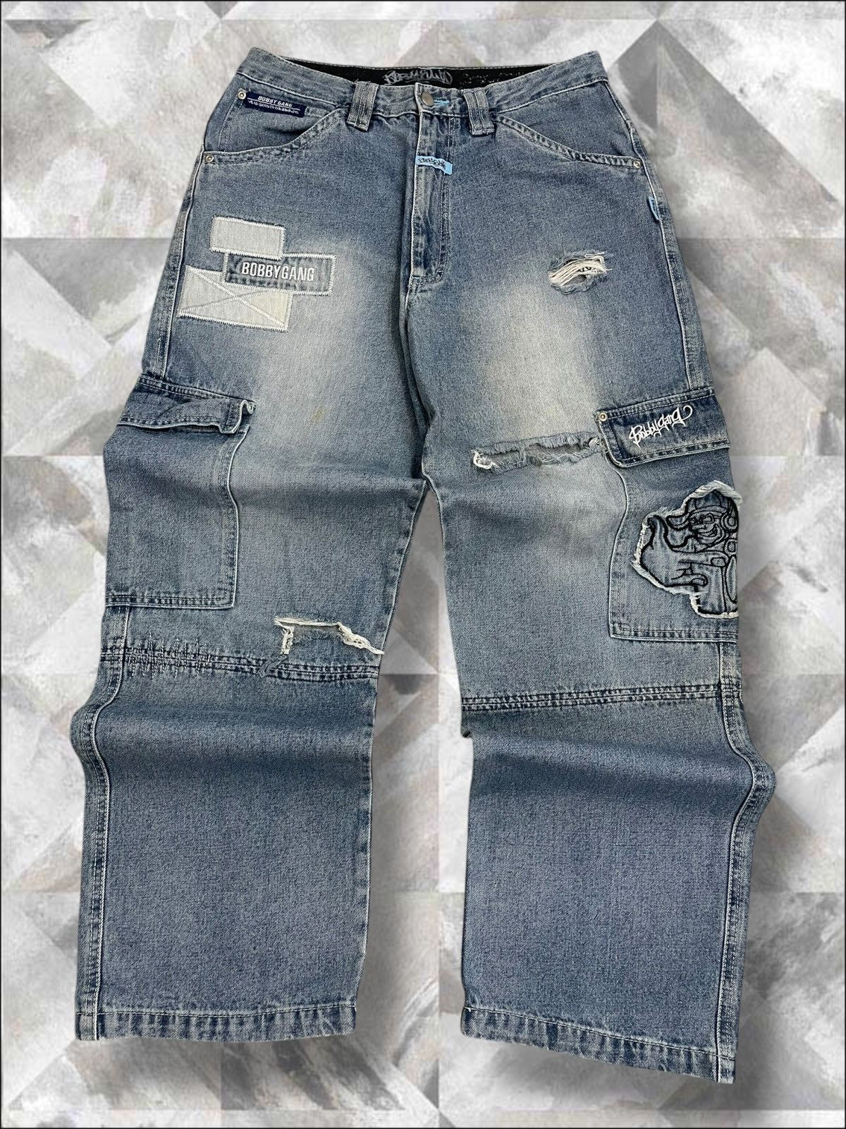 JNCO Vintage Rare 1990s Designer Bobby Gang Baggy Cargo Denim Size US 30 / EU 46 - 1 Thumbnail