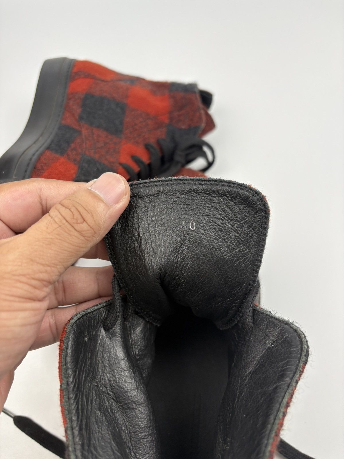 Ann Demeulemeester AD - Ann Demeulemeester Flannel Wool Hi Top Sneakers Size US 7 / EU 40 - 10 Thumbnail