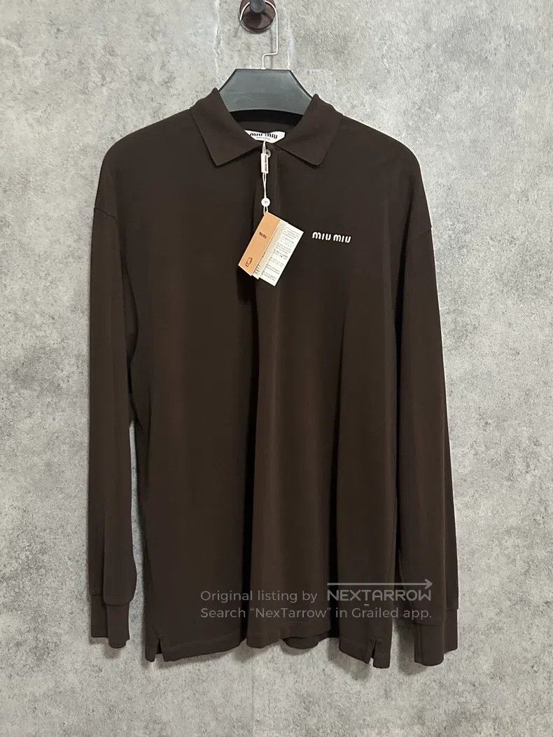 Miu Miu Miu Miu Size XS Embroidered Logo long sleeve Polo shirt Size XS / US 0-2 / IT 36-38 - 1 Thumbnail