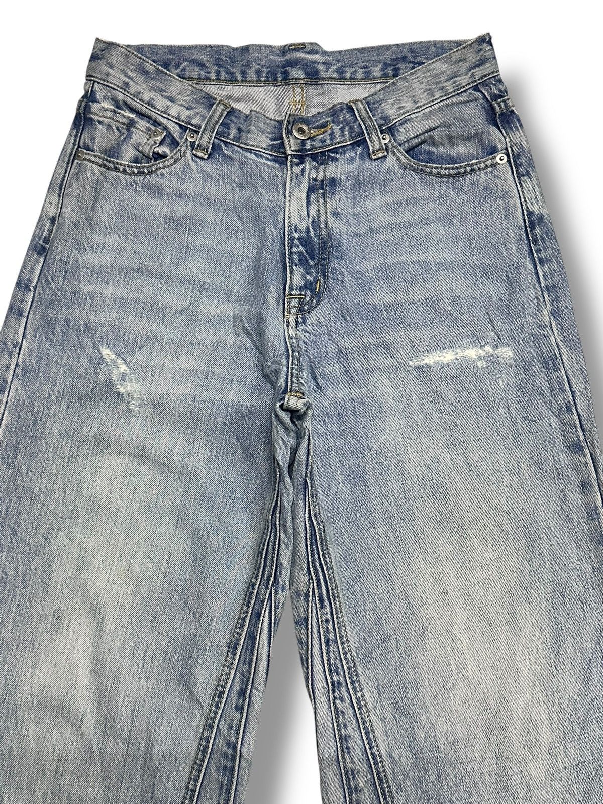 Japanese Brand Vintage Japan Distressed Jean With Wideleg Baggy Style Faded Size US 30 / EU 46 - 3 Thumbnail
