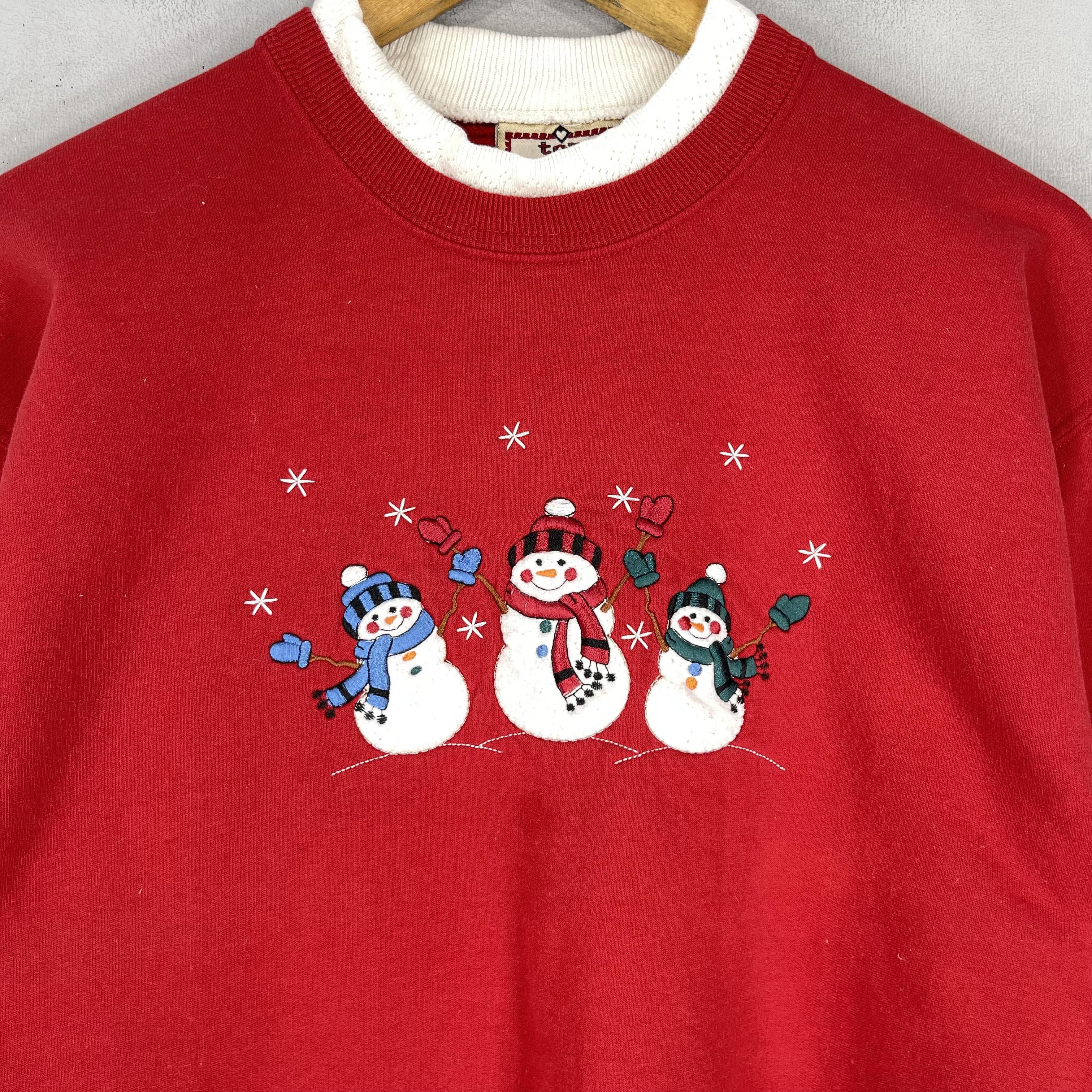 Vintage Vintage TOP STITCH Snowman Cartoon Embroidery Sweatshirt Size US M / EU 48-50 / 2 - 2 Thumbnail