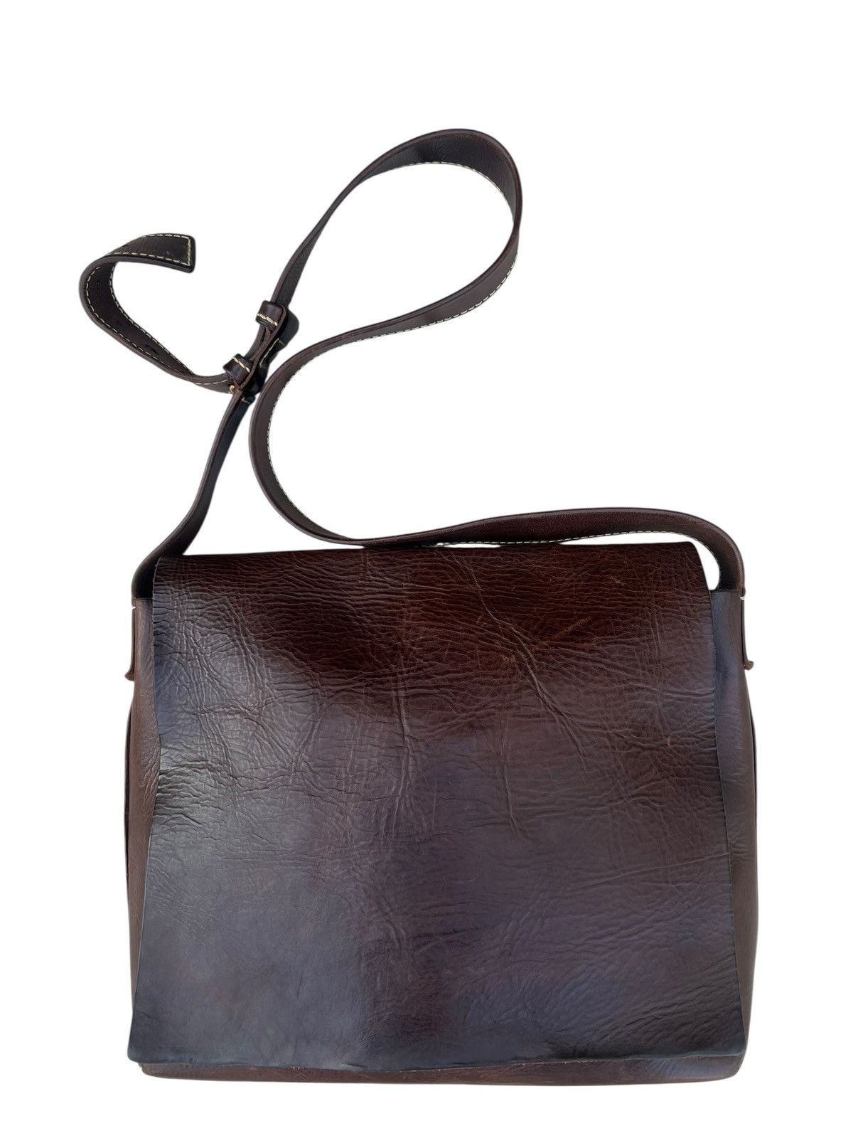 Leather Genten Japan Patina Solid Leather Messenger Bag Size ONE SIZE - 1 Thumbnail
