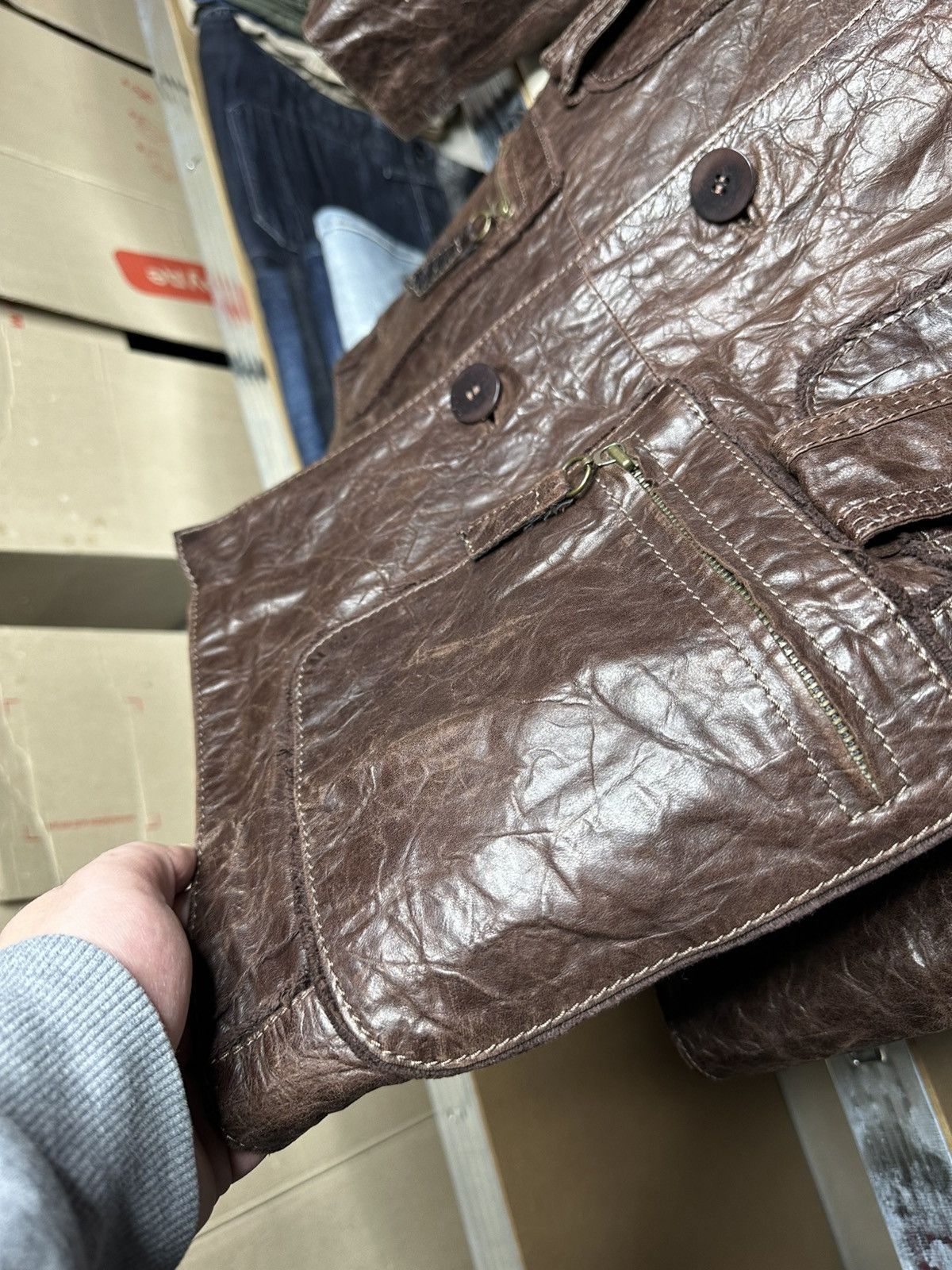 Fratelli Rossetti Fratelli Rossetti Brown Military Leather Jacket Size 48 Size US M / EU 48-50 / 2 - 14 Thumbnail
