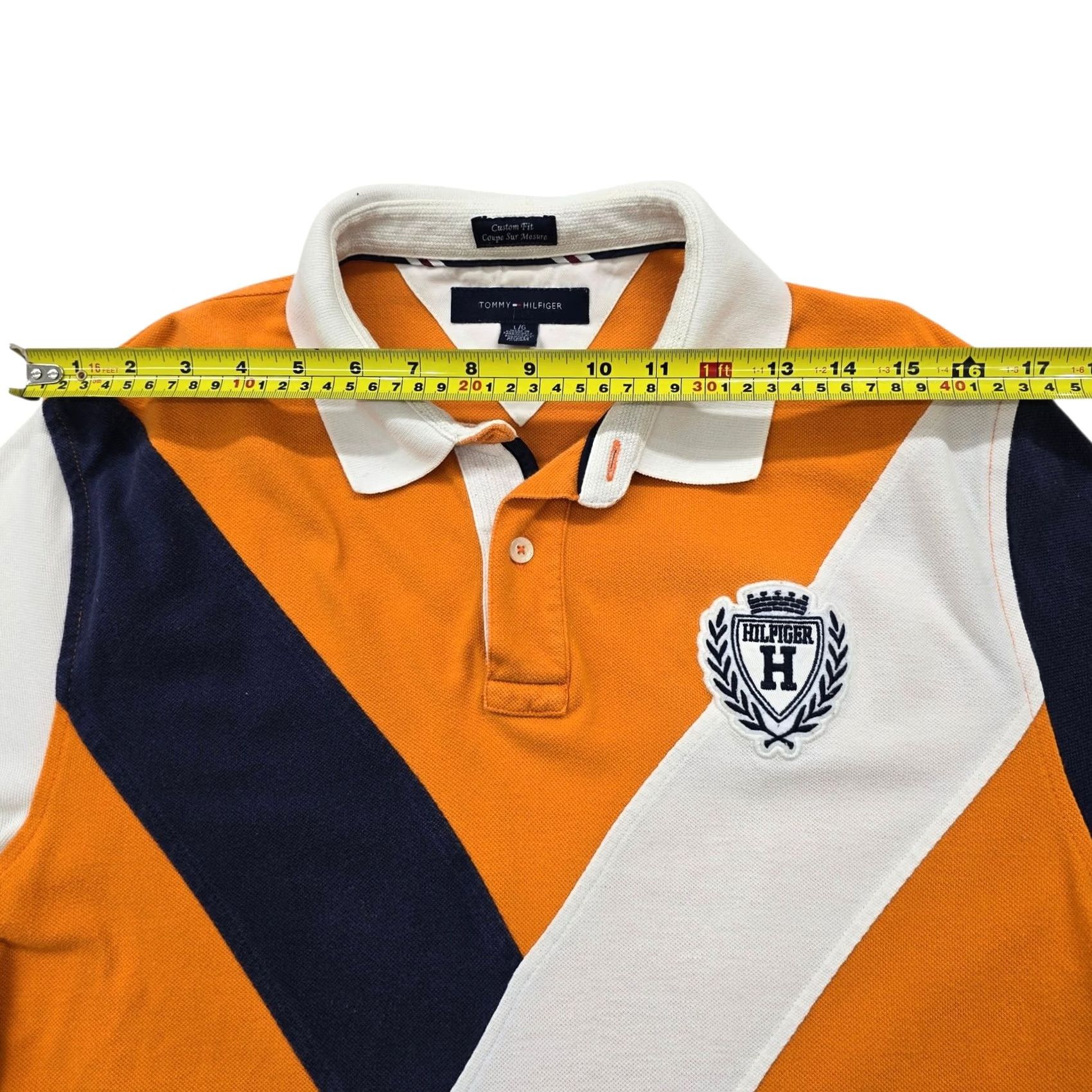 Tommy Hilfiger Tommy Hilfiger Polo Shirt Color Block Men's L Regular Orange Navy White Shirt Size US L / EU 52-54 / 3 - 5 Thumbnail