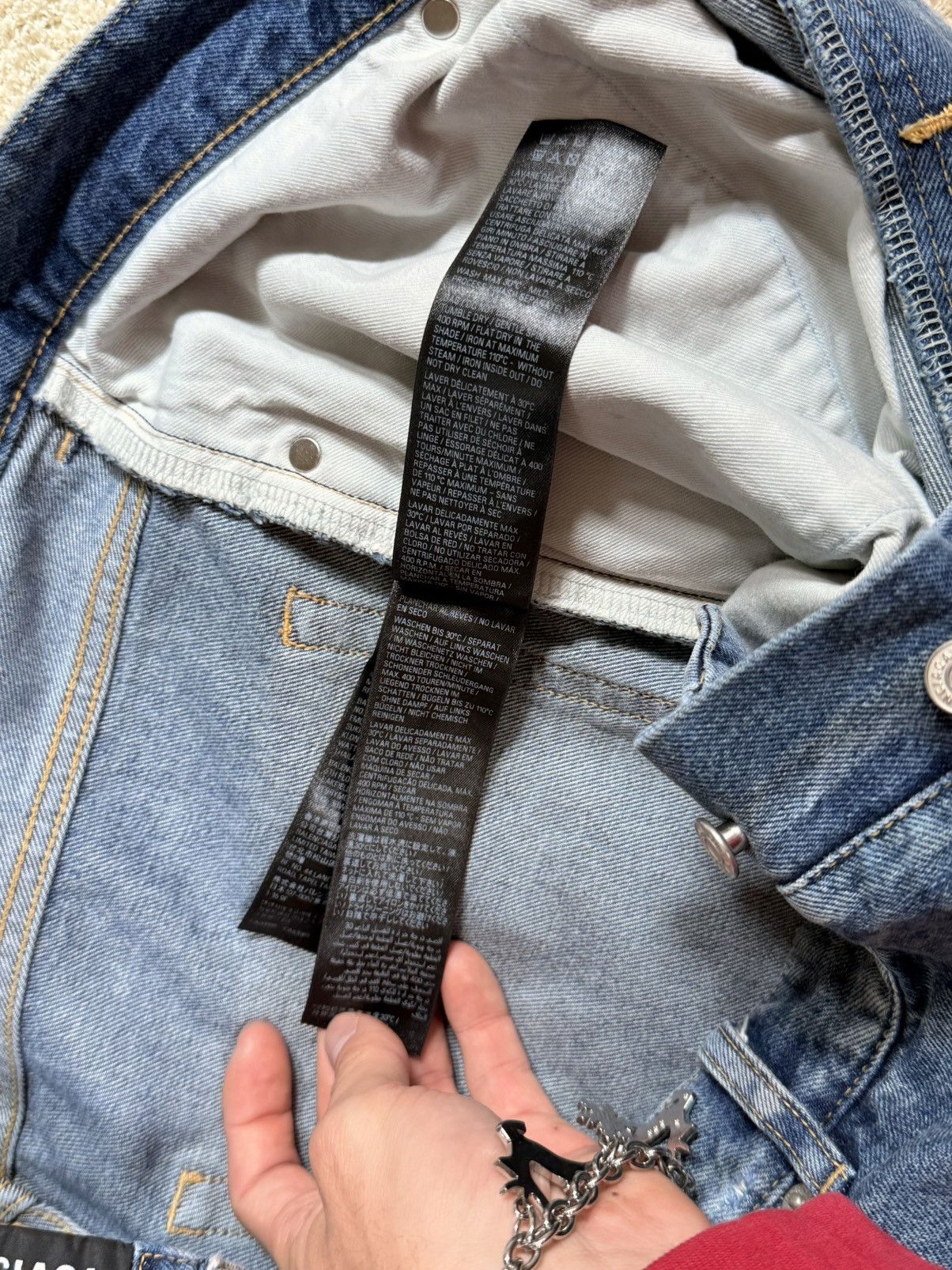Balenciaga Balenciaga Organic Blue Japanese Denim Dirty Pale Blue Size US 34 / EU 50 - 8 Thumbnail