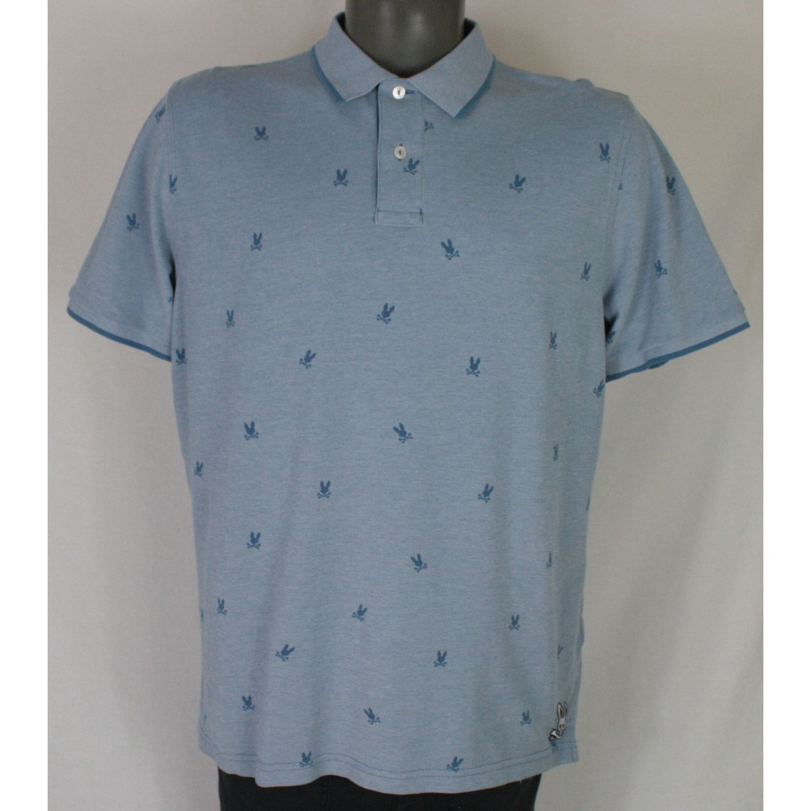 Psycho Bunny Psycho Bunny All Over Print Polo Shirt Blue Tail Crest 6 Size US L / EU 52-54 / 3 - 3 Thumbnail