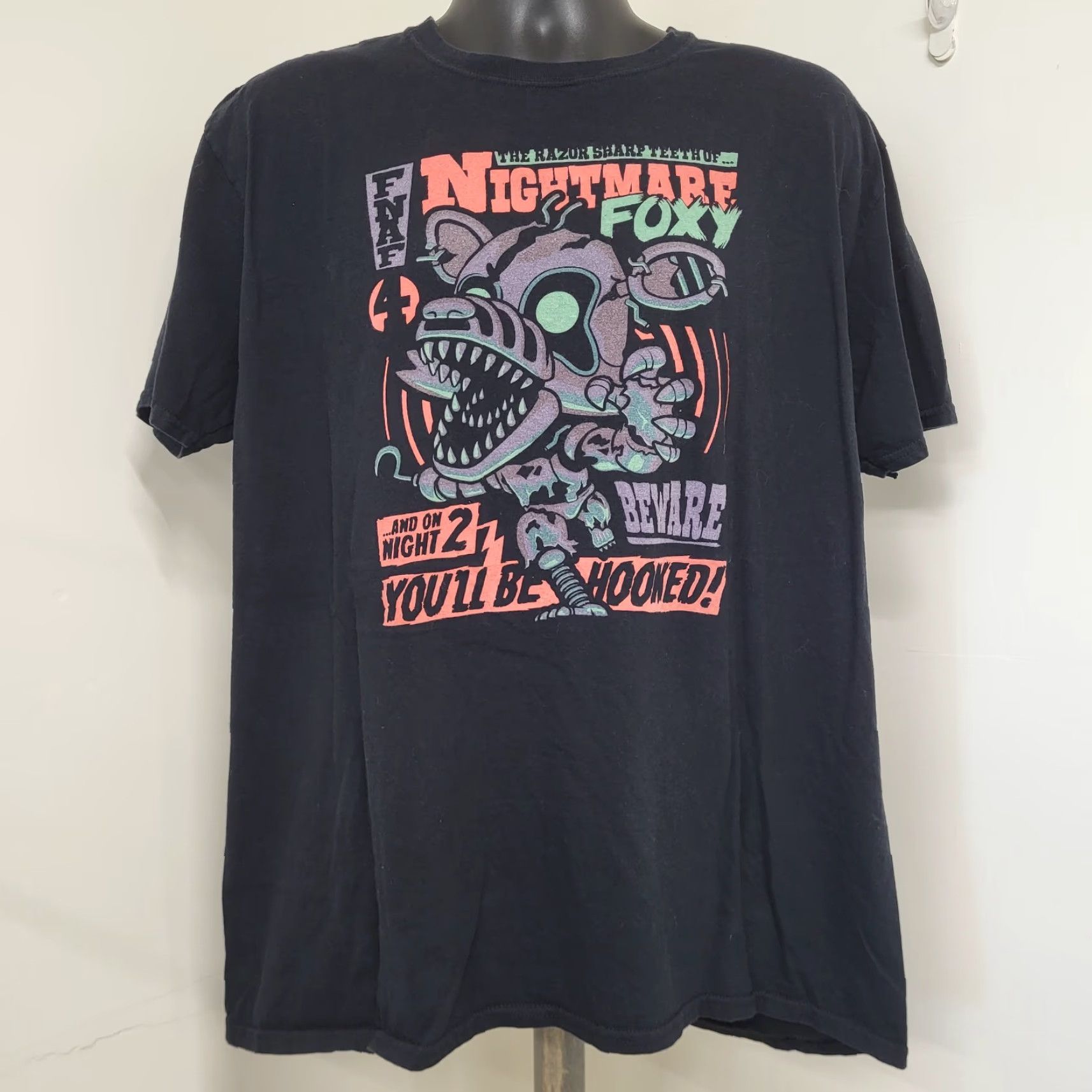 Vintage Five Nights at Freddys Shirt L Black Funko Pop Horror Video Game Halloween Shirt Men L Black Funko Pop Tee Size US L / EU 52-54 / 3 - 2 Thumbnail