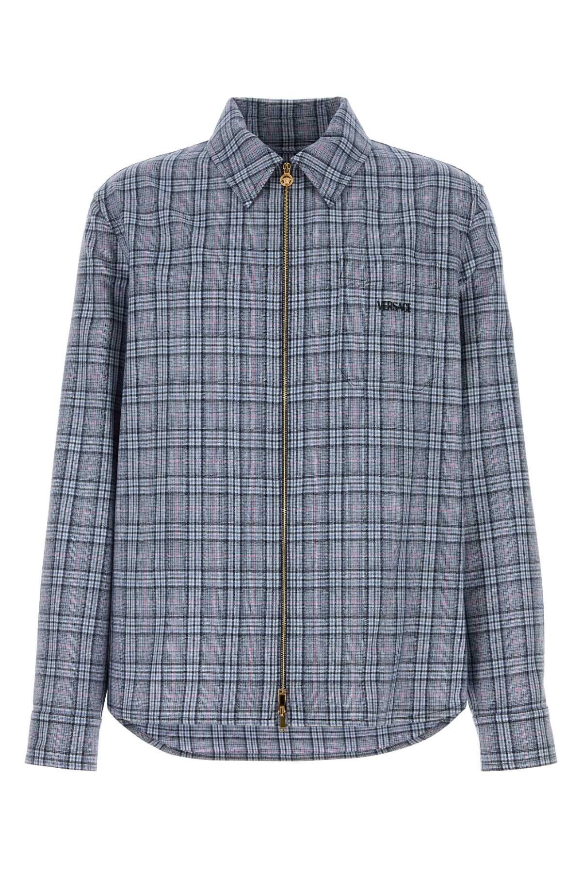 Versace Embroidered Wool Shirt Size US M / EU 48-50 / 2 - 1 Thumbnail