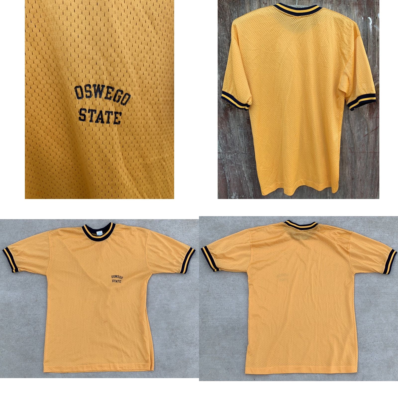 Champion VINTAGE Champion Oswego State Nylon Ringer Tee Graphic T Shirt Jersey Blue Bar L Shirt Men Yellow 1970s Women? Size US L / EU 52-54 / 3 - 9 Thumbnail