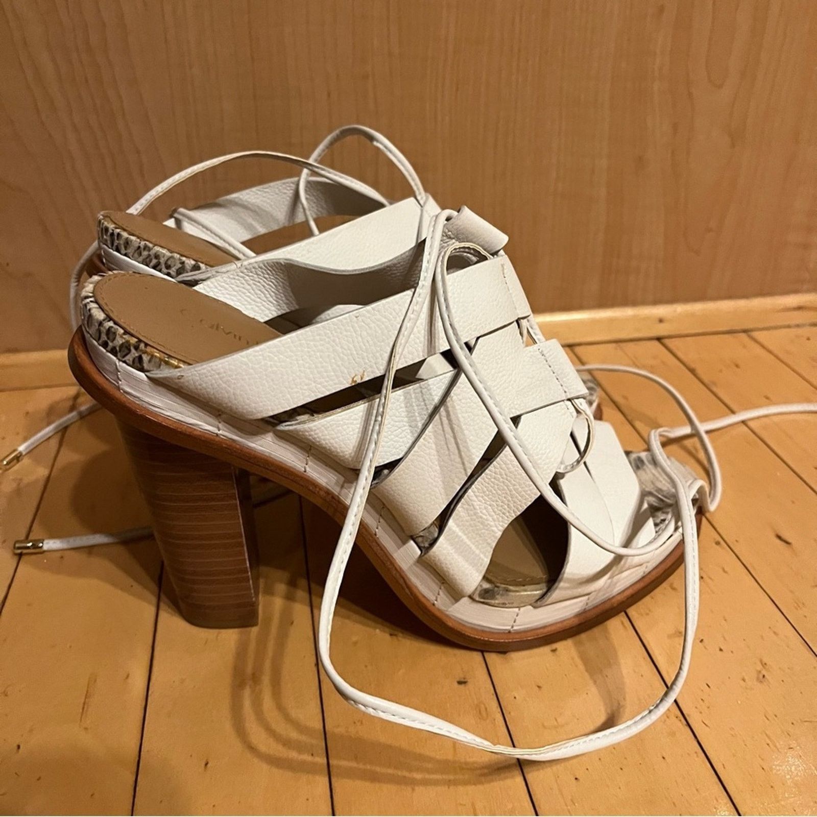Calvin Klein Calvin Klein Panelope Toscana Plat White Leather Sandal sz 9 Size US 9 / IT 39 - 5 Thumbnail