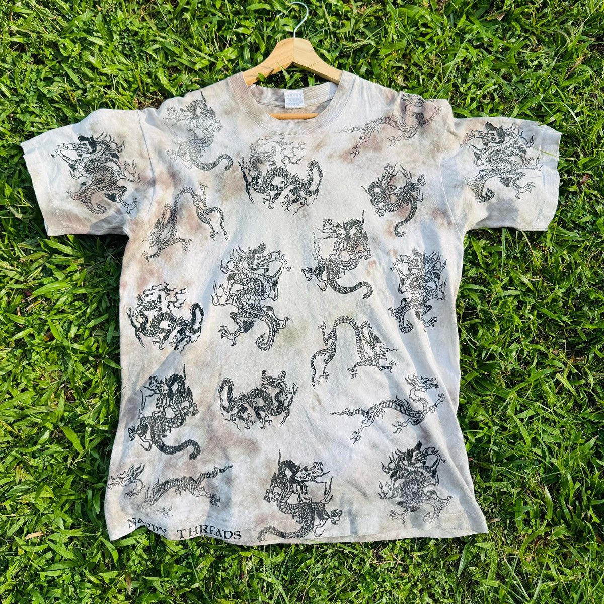 Vintage 90s Nappy Threads art fullprint dragon tie-dye tees