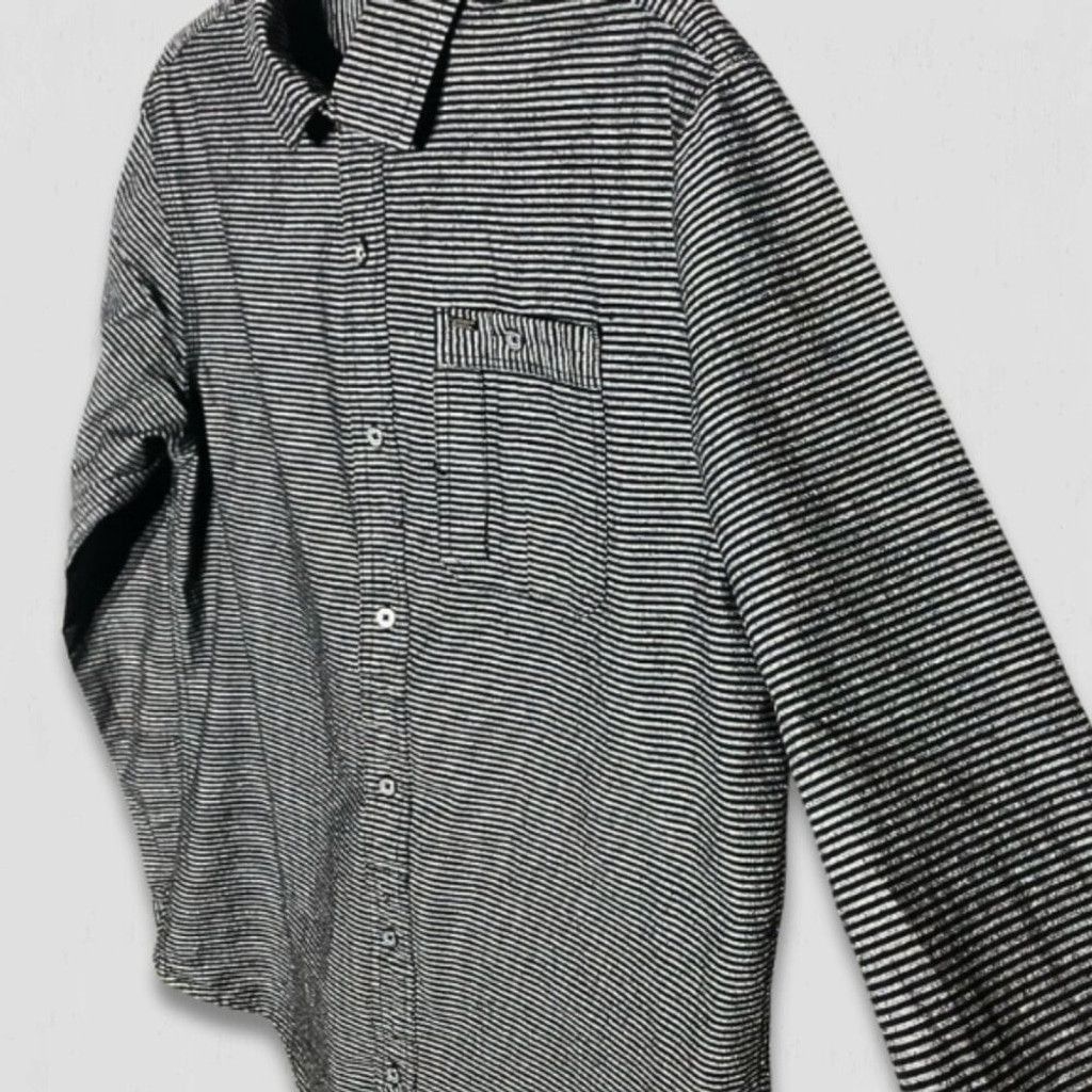 Split Split Long Sleeves Shirts Cotton Pinstriped Black/Gray L Size US L / EU 52-54 / 3 - 3 Thumbnail