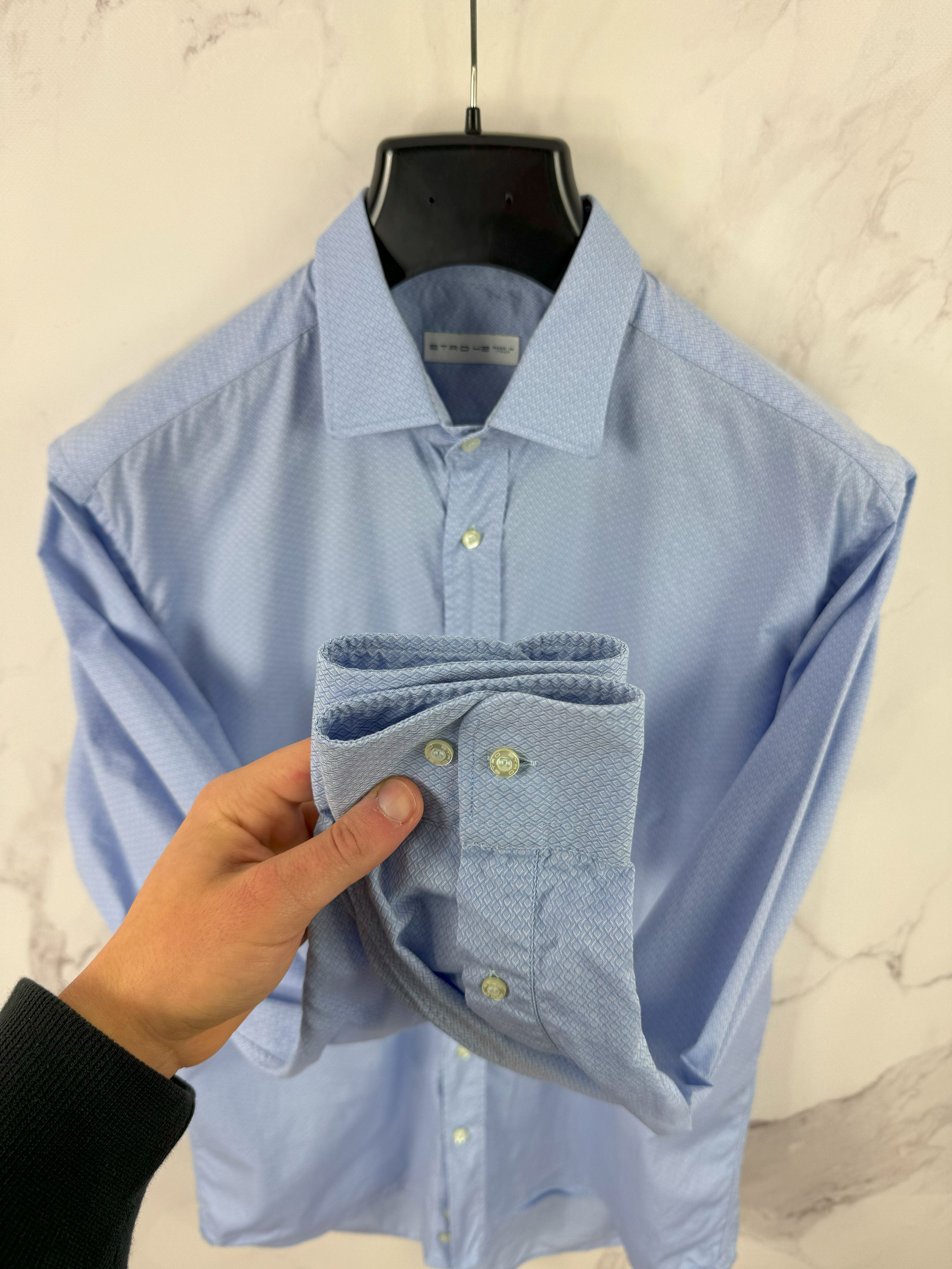 Etro Etro Pattern Clasic Blue Shirt Made In Italy Size 42 Size US L / EU 52-54 / 3 - 7 Thumbnail