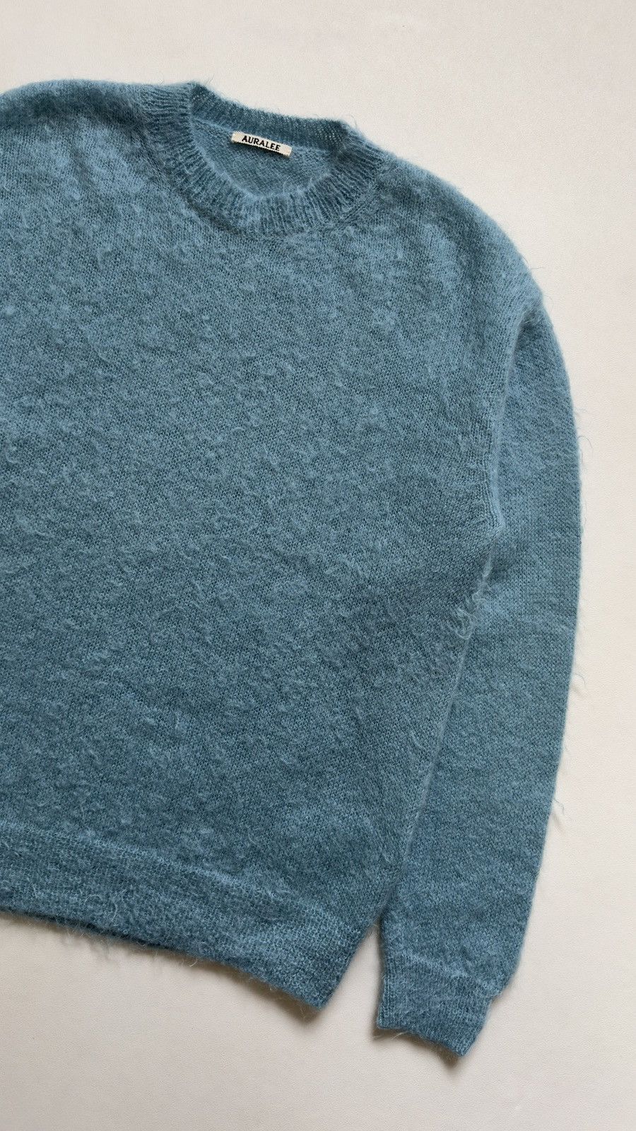 Auralee Crystal Blue Brushed Mohair Sweater Size US L / EU 52-54 / 3 - 5 Thumbnail