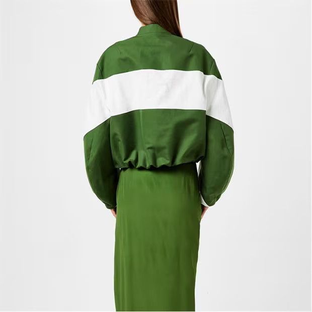 Dries Van Noten o1g2r1mq1024 Bomber Jacket in Olive Green & White Size L / US 10 / IT 46 - 5 Thumbnail