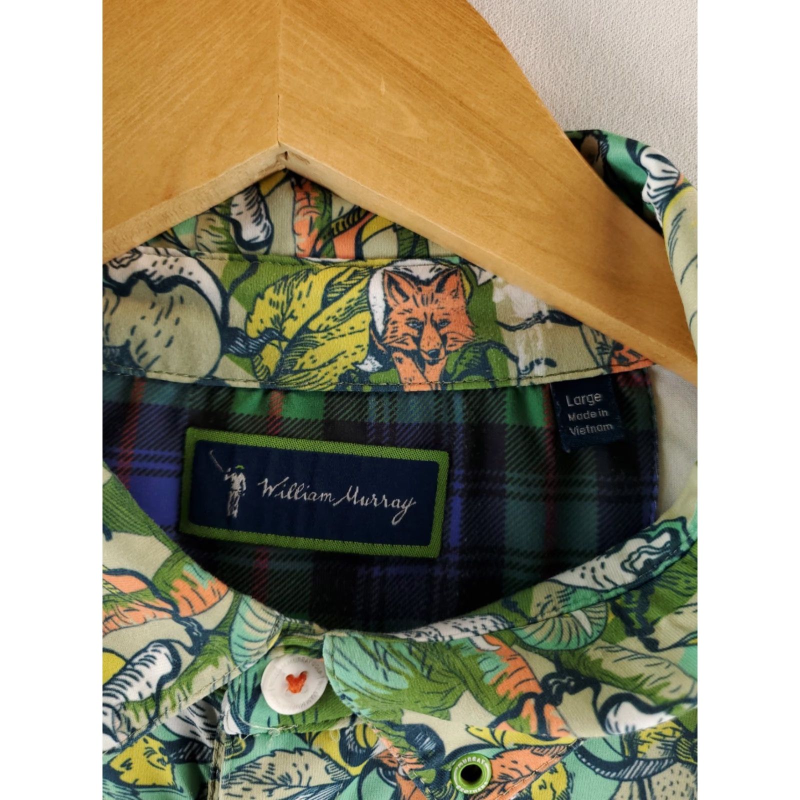 Vintage William Murray Polo Shirt It's Like a Jungle AOP Print Green Golf Mens L Size US L / EU 52-54 / 3 - 2 Thumbnail