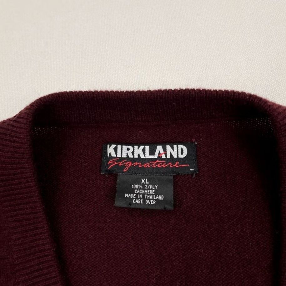 Vintage Kirkland Signature Sweater Mens XL Red Cashmere Burgundy Maroon Knit Ply Neck Size US XL / EU 56 / 4 - 2 Thumbnail